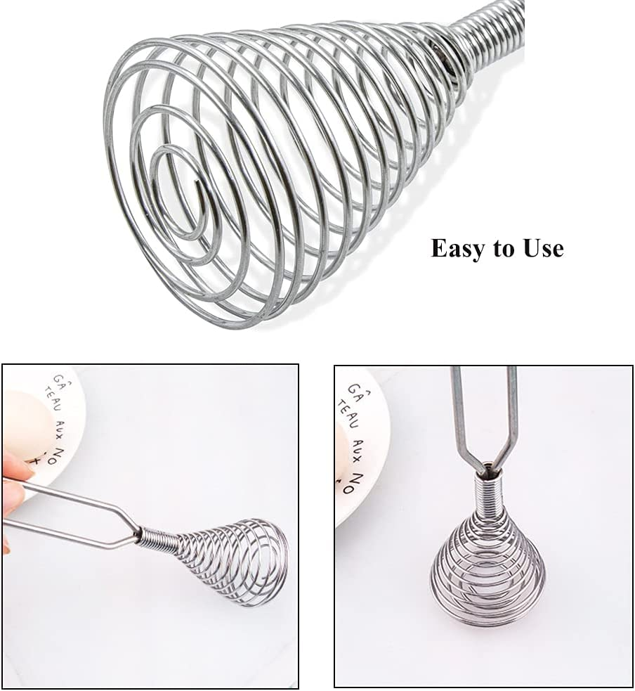 Stainless Steel Spring Coil Whisk Wire Whip Cream Egg Beater Gravy Cream Hand Mixer Kitchen Tool Accessories for Mixing, Blending, Beating, Stirring, Cooking image number 6
