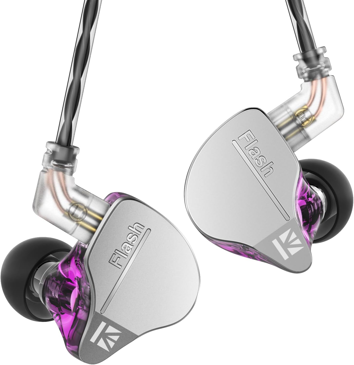 Keephifi KBEAR Flash Dual Drviers Hybrid Hifi Headphones, CNC Aluminum Alloy Cover in Ear, Powerful Magnetic Dynamic Driver 10Mm, Detachable Cable (Purple, No Microphone) image number 7