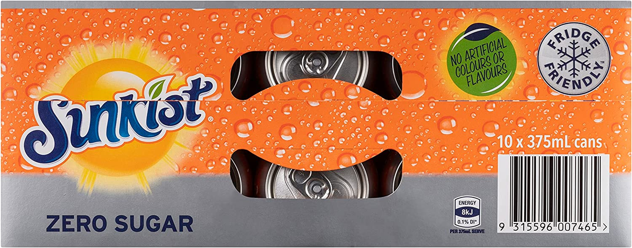 Sunkist Zero Sugar Soft Drink Can 375 Ml (Pack of 10)