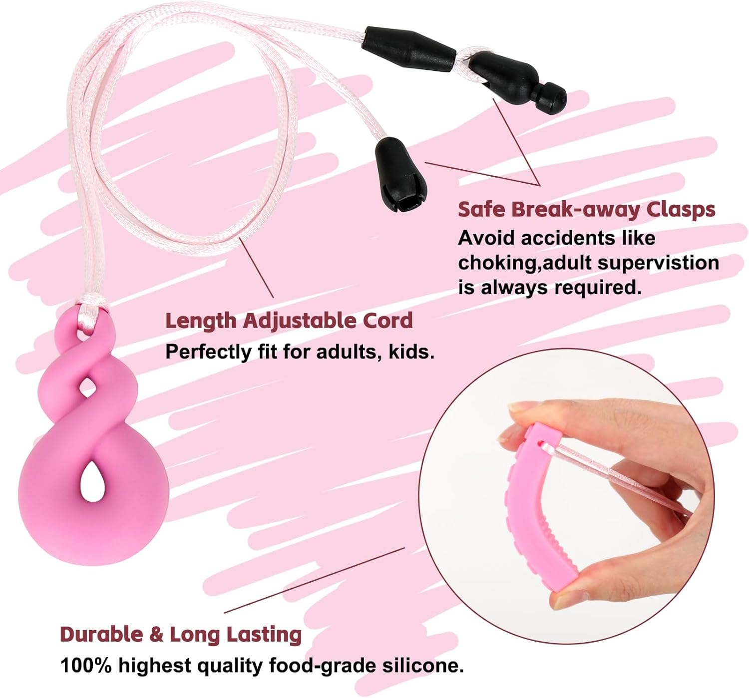 Chew Necklace for Kids & Adults | Sensory & Teething Relief | Safe Silicone | 6 Designs | Autism & ADHD Support image number 5