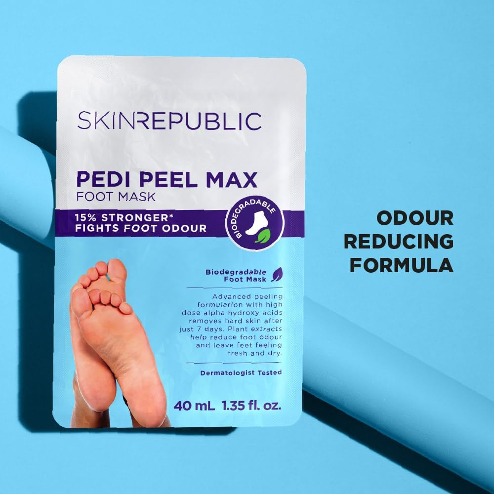 Skin Republic Pedi Foot Peel Max | 15% Stronger Acids for Removing Severely Dry Skin & Cracked Heels | Effectively Eliminates Foot Odour (Pack of 1) image number 5