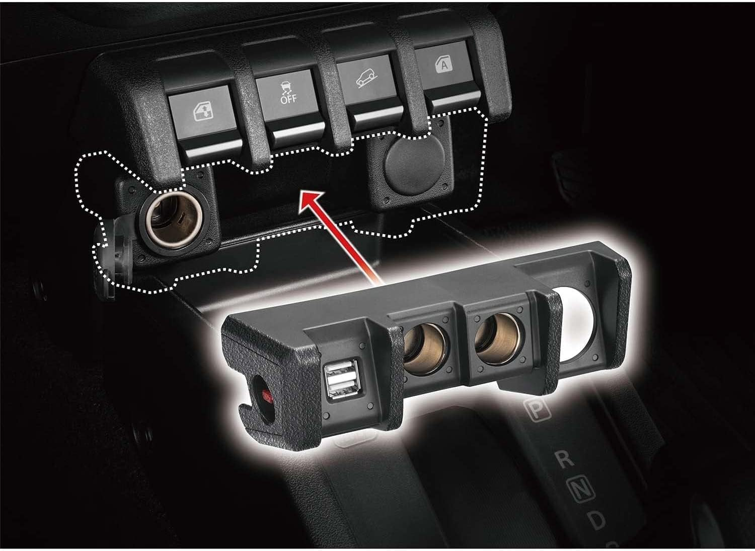 Carmate NZ587 Genuine Grade Power Extension Unit for Jimny JB64 / Jimny Sierra JB74, 2 Sockets + 2 USB image number 5