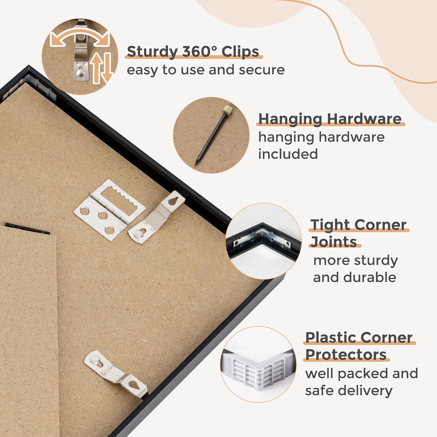 Metal Picture Frame 8X10 Modern Aluminum Photo Frames with Mat, Lightweight Black Wall Poster Frame for Home Office Decor, Wall or Tabletop Display, High-Definition Plexiglass image number 4