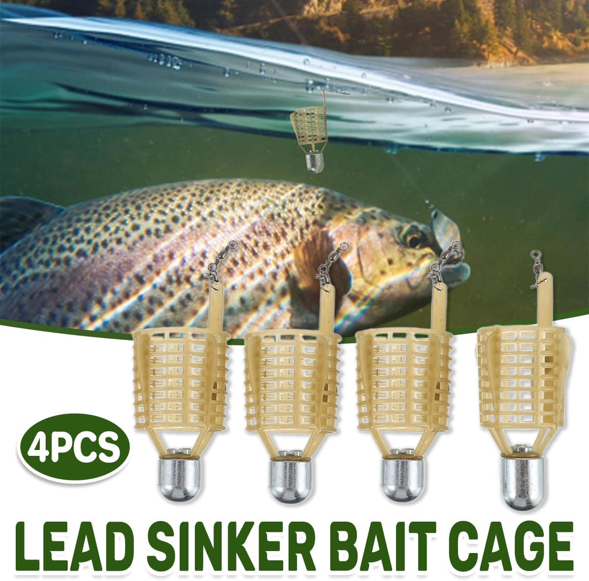 AIMALL 4PCS Feeder Bait Cage - ABS and Iron Material, Rugged Mesh Design, European Carp Fishing Accessories, Bait Load Feeder image number 5