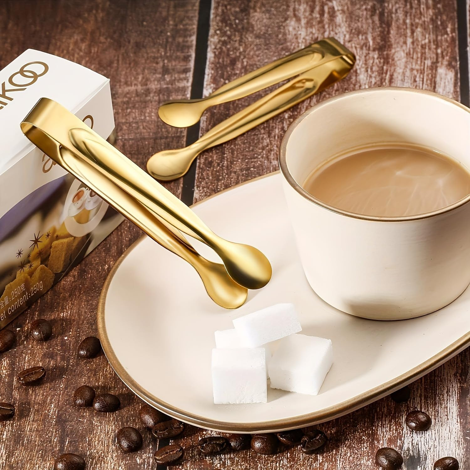 14 Pack Stainless Steel Mini Tongs for Tea Party Coffee Bar Catering &ndash; Small Buffet Tongs with Gold Finish for Sugar and Food Serving Utensils