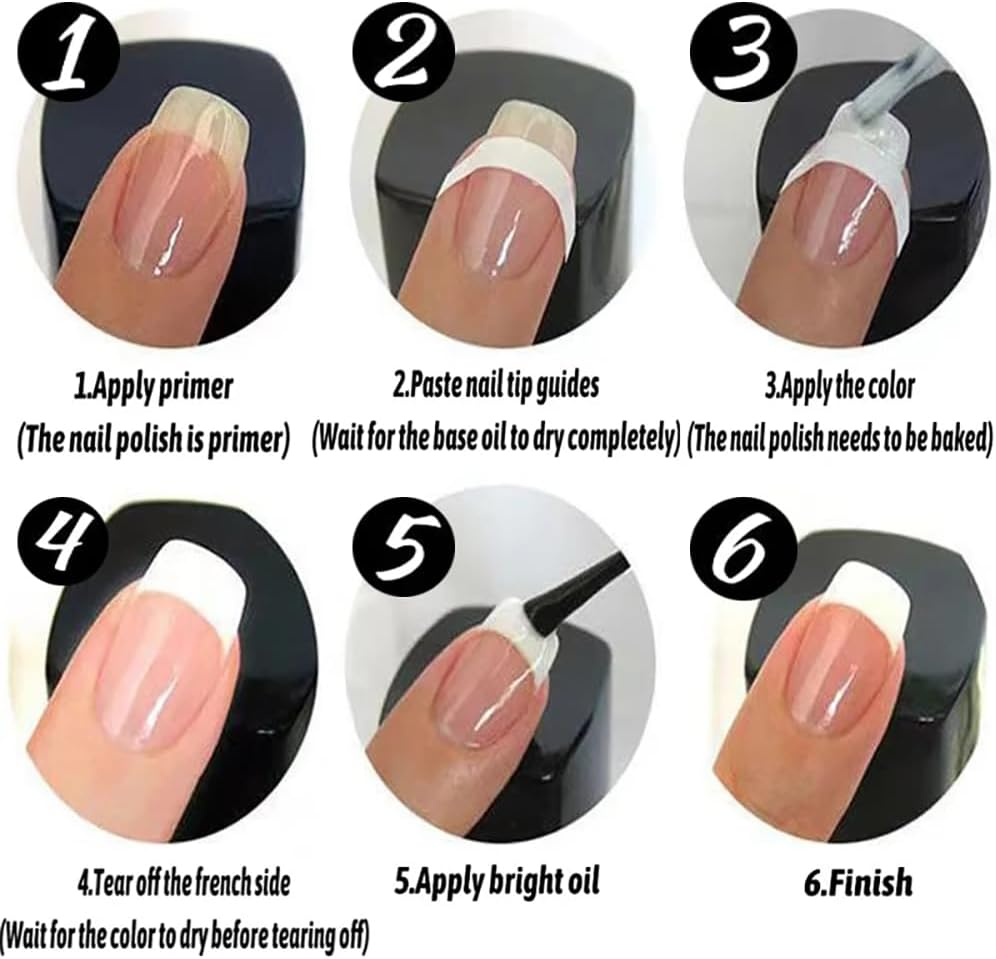 Nail Art Stickers French Minimalist Crescent Smile V-Shaped Black Nail Styling Stickers Pack of 12 image number 4