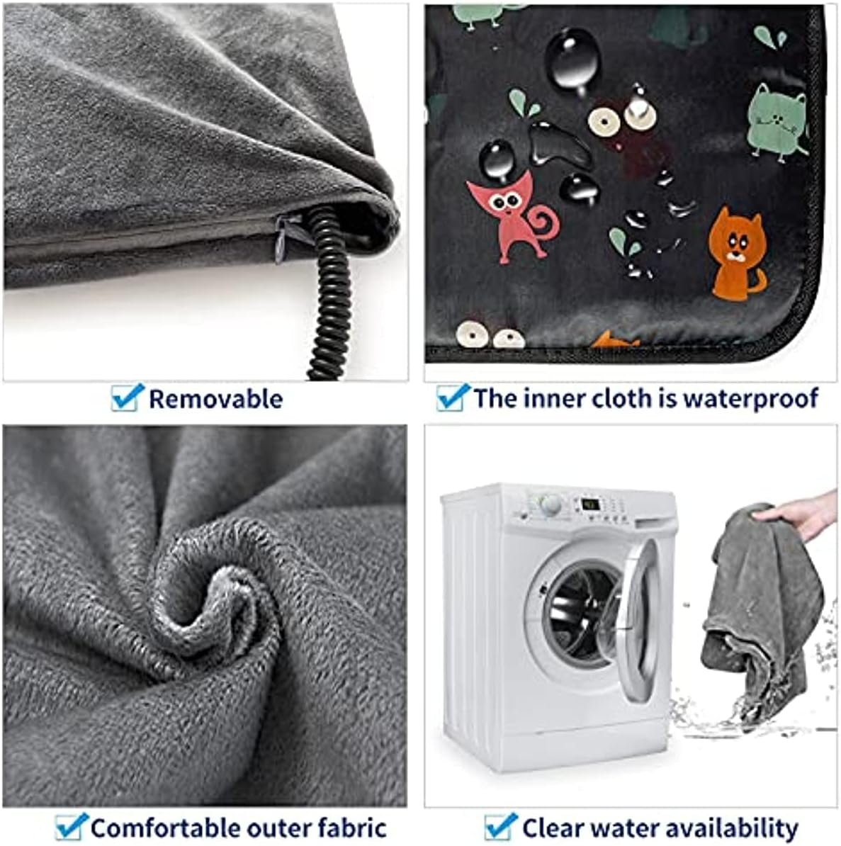 Pet Heating Pad AU Plug, Electric Heating Mat for Dogs Cats 45 X 45 Cm with 4 Timer and 9 Temperature Levels Electric Blanket Chew Resistant Cable and Removable Crystal Velvet Cover image number 5