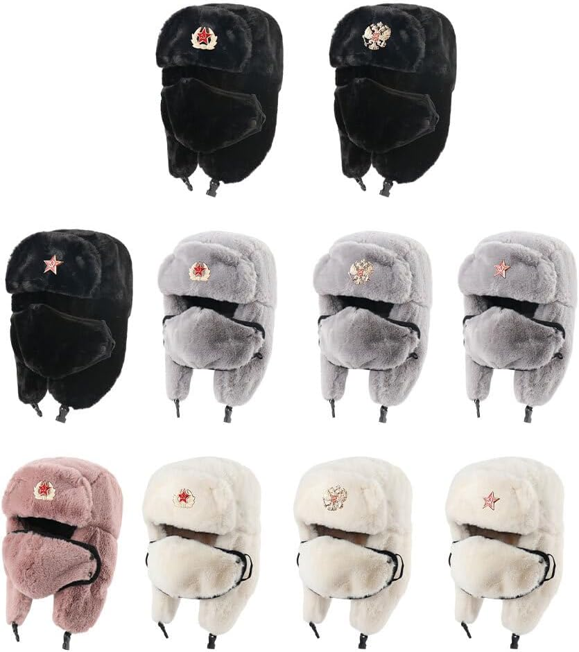 SUIOPPYUW Menwinter Thermal Bomber Hats Warm in Style Caps Men Women Russia Ushanka Hats Women Men Badge Russia Hat image number 6