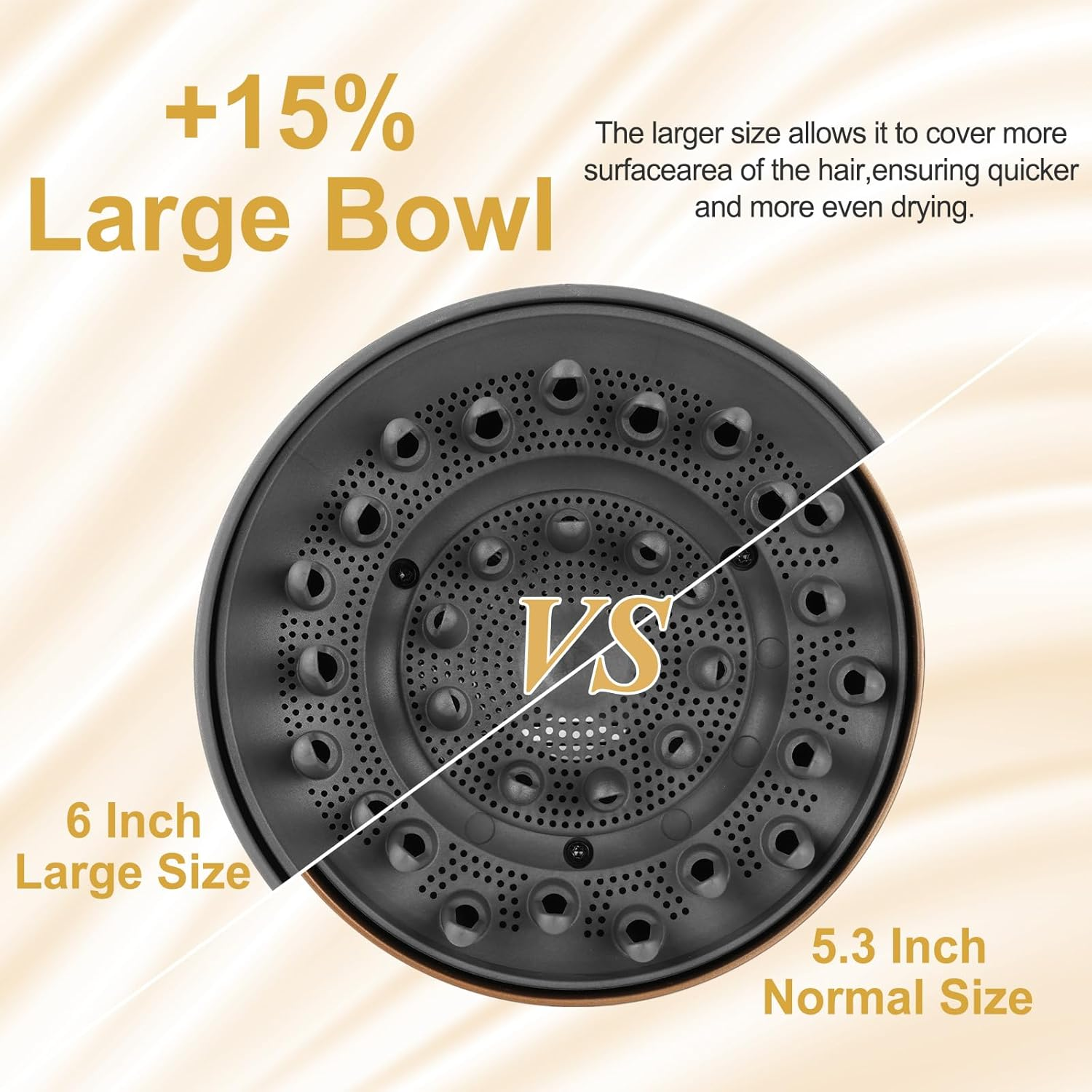 Large Hair Diffuser Attachment for Dyson Airwrap, Upgraded 6-Inch Diffuser Nozzle Compatible with Airwrap Styler, Curl-Defining Attachment for Wavy Curly Coil Hair, Gold image number 6