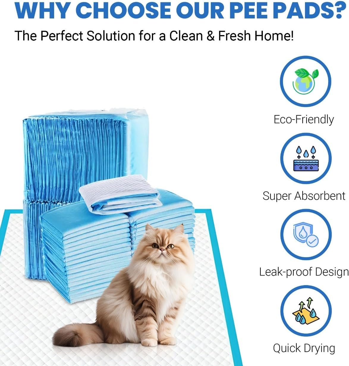 100Pcs Disposable Dog Pee Pads - 33*45Cm Super Absorbent Training Pads for Puppies, Dogs, and Pets - Ultra Absorbent, Leak-Proof, Non-Woven Fabric, Perfect for Housebreaking, and Potty Training image number 2