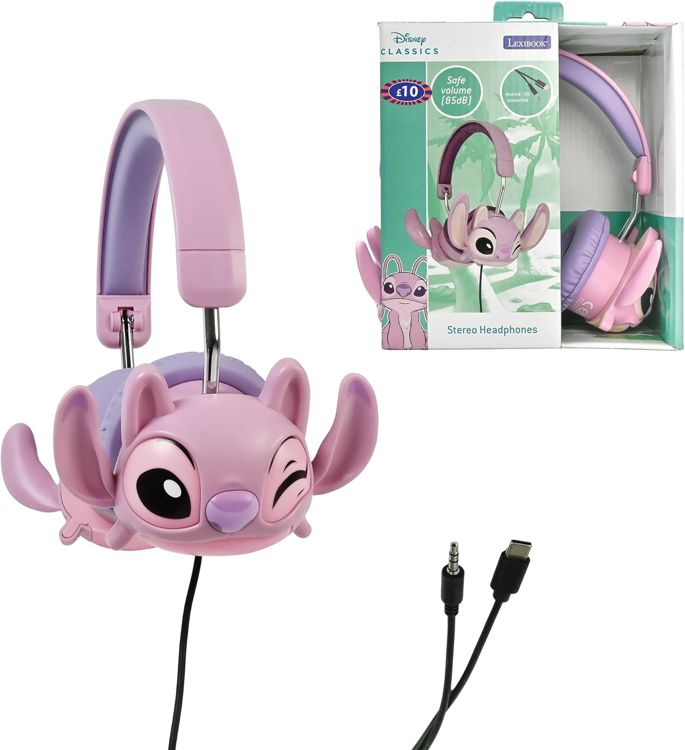 Lexibook, Disney Stitch Stereo Wired Headphones Angel 3D Foldable Limited Sound Performance HP015D1 image number 6