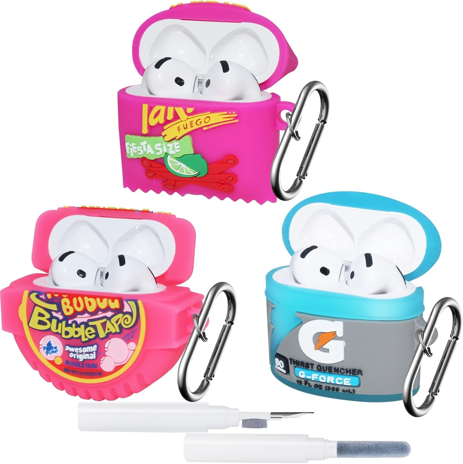 Cute Cover for Airpods 4 4Th Generation Case - 3Pack Cartoon Kawaii Cool Candy Silicone Case Skin for Airpods 4 Case Funny Purple Takis Potato &Blue Sport Water &Pink Bubble Gum Accessory for Boy Girl image number 3