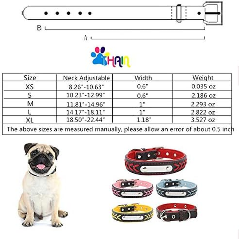 THAIN Leather Custom Collar,Braided Leather Engraved Dog Collars with Personalized Stainless Steel Nameplate for Small Medium Large Dogs (L(Neck 14.17"-18.11"), Yellow)