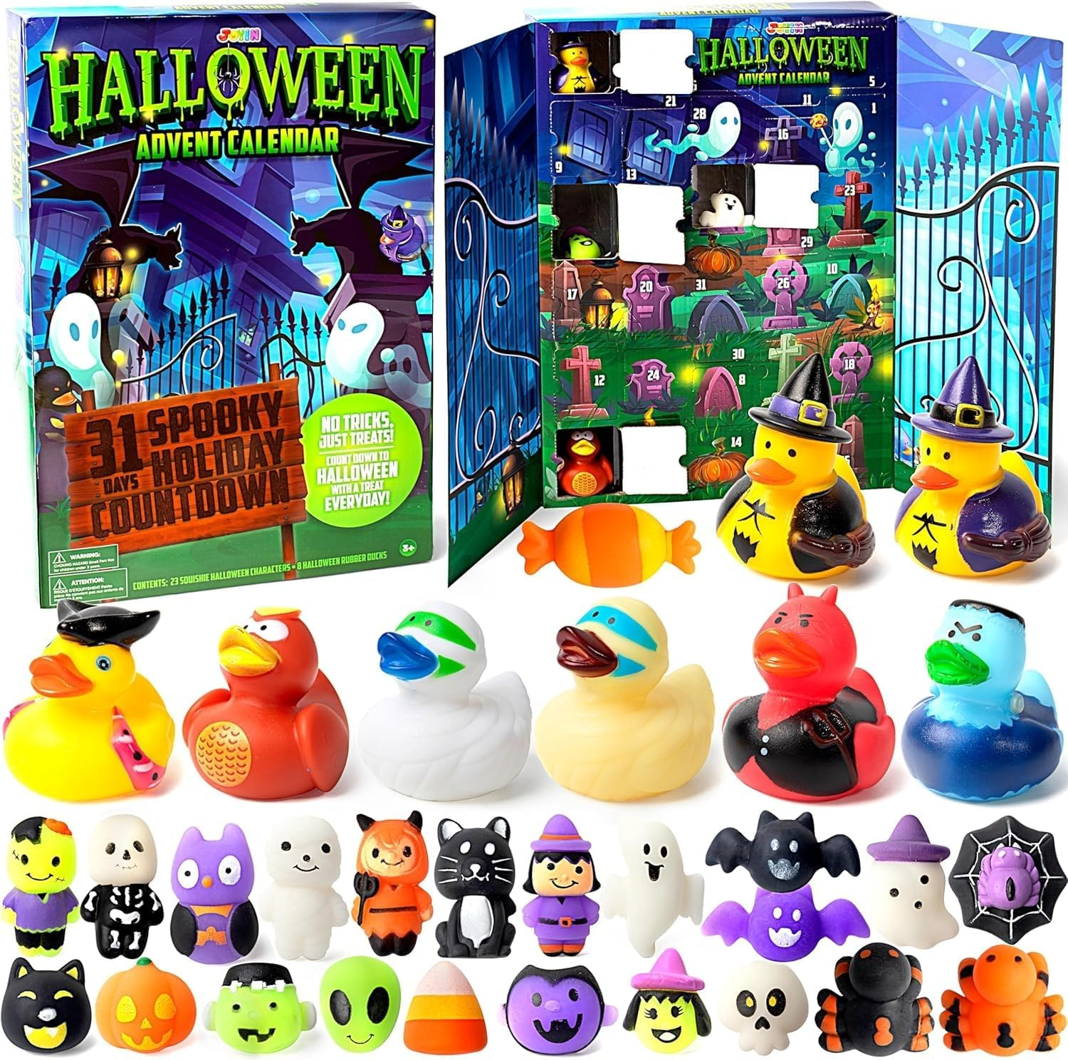 JOYIN Halloween Advent Calendar 2025 with Surprise Toys, Holiday Countdown to Halloween with Mochi and Surprise Themed Rubber Ducks,Countdown Calendar Toys for Party Favor image number 1
