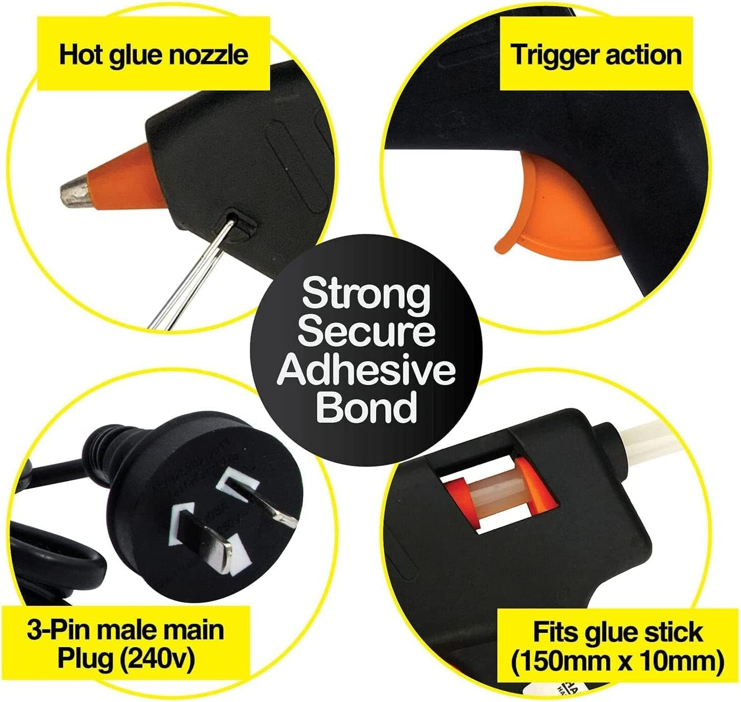 Handy Hardware 40W Hot Glue Gun and Carry Case, Fast Heating and Easy to Use for DIY Projects