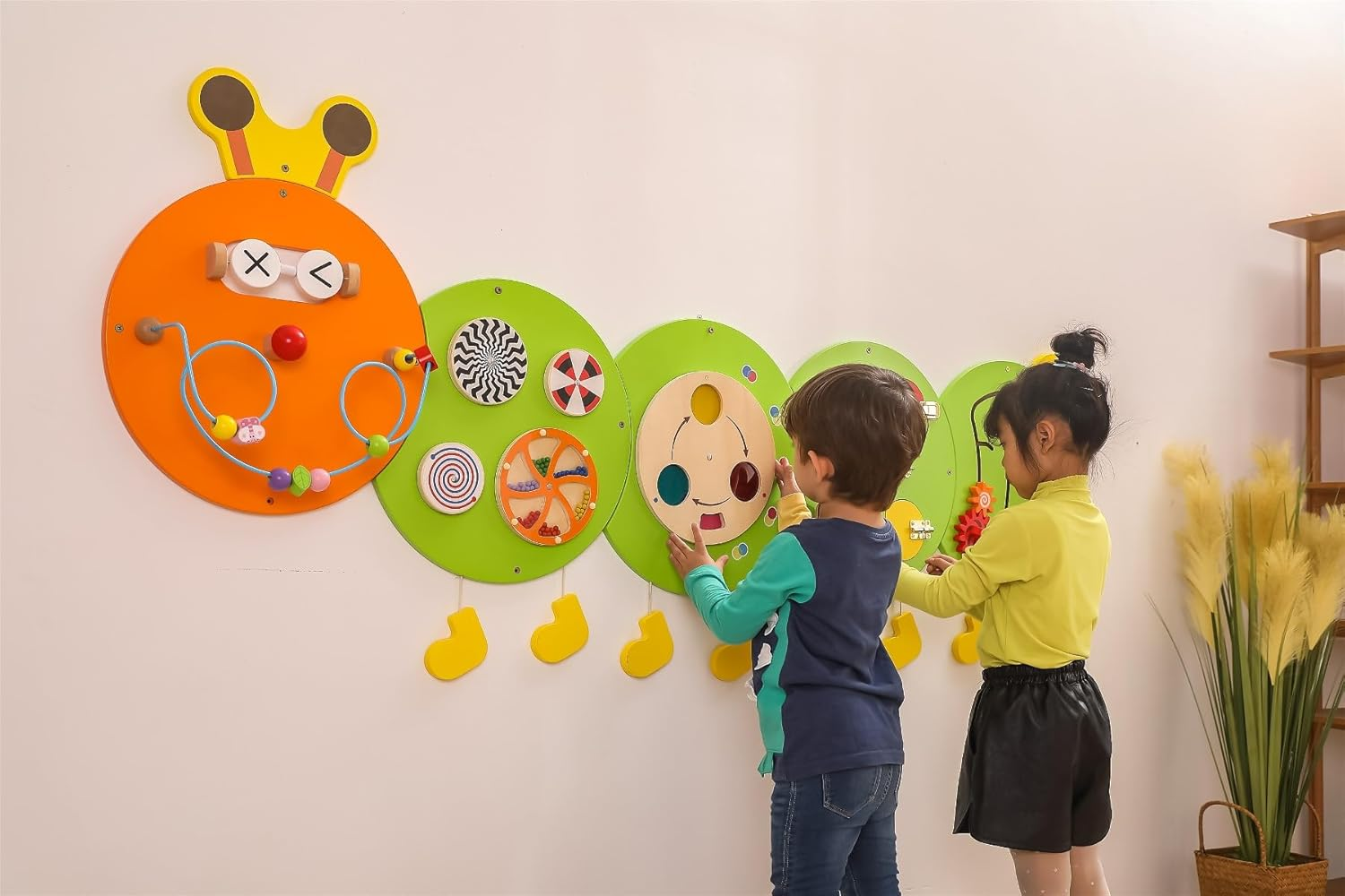 Viga Wooden Caterpillar Wall Toy, Multicolour image number 5