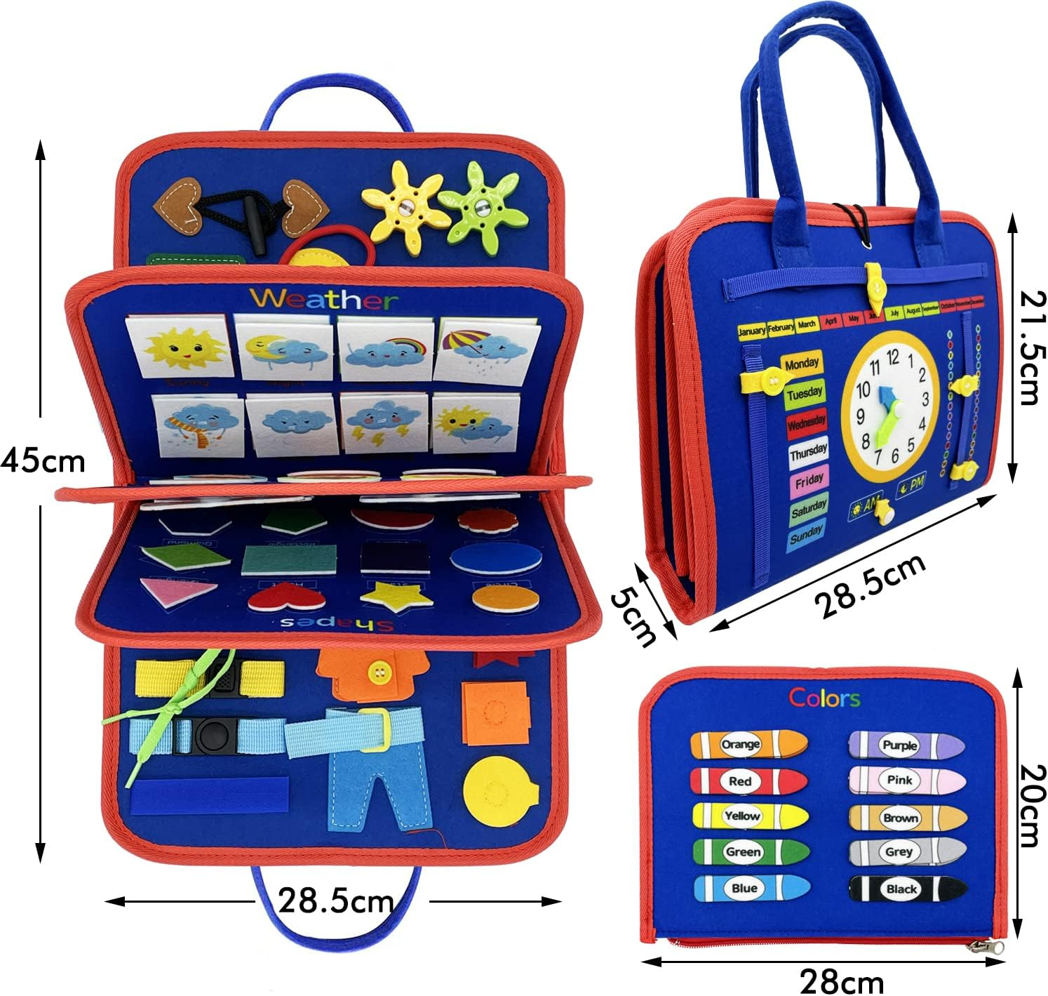 Busy Board, Toddler Travel Toys, Quiet Book, Sensory Toys for Toddlers 2 3 4, Montessori Toys for Toddler Activities Board, Educational Toys for 2 Year Old Girls Boys Gift (Blue) image number 2