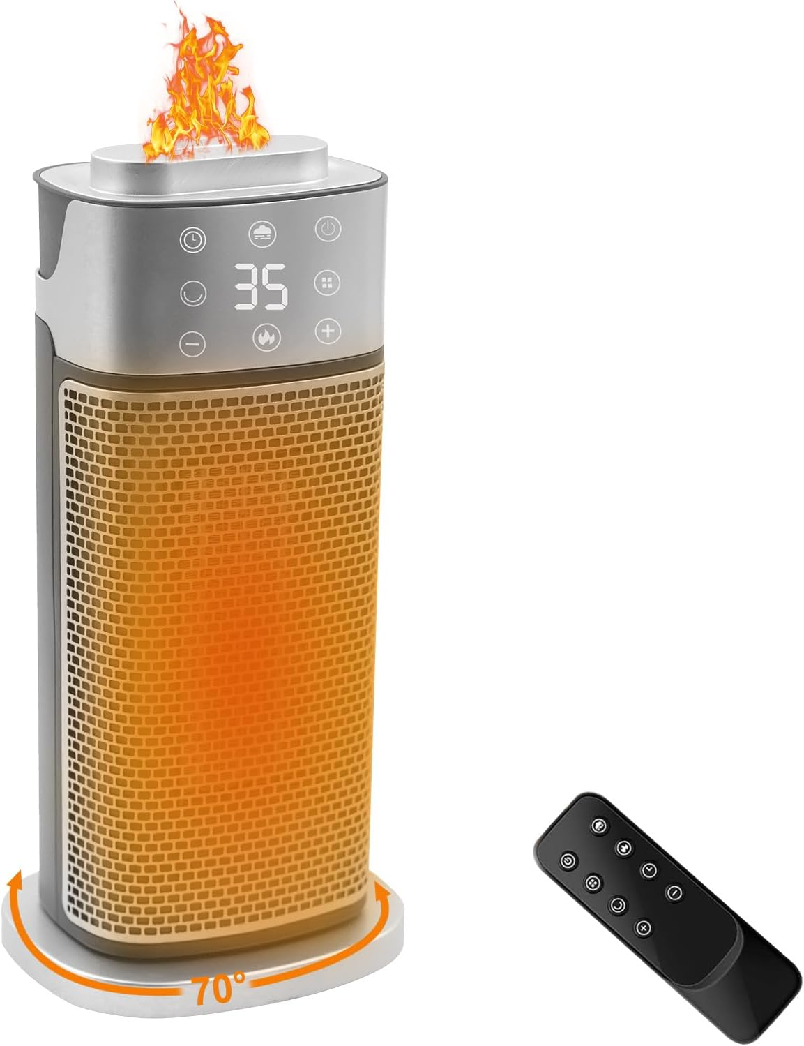 Space Heater Indoor with Humidifier & Flame Night Light - 2000W PTC Ceramic Heater Fast Heating with Remote, Oscillation, Timer with Thermostat for Office Bedroom (AU Plug) image number 6