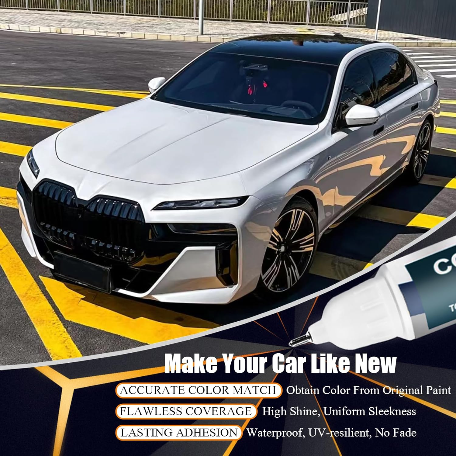 Alpine White(300) Touch up Paint for BMW, Car Paint Pen Scratch Repair Two-In-One Touch up Paint, Premium Car Scratch Remover for Deep Scratches image number 1