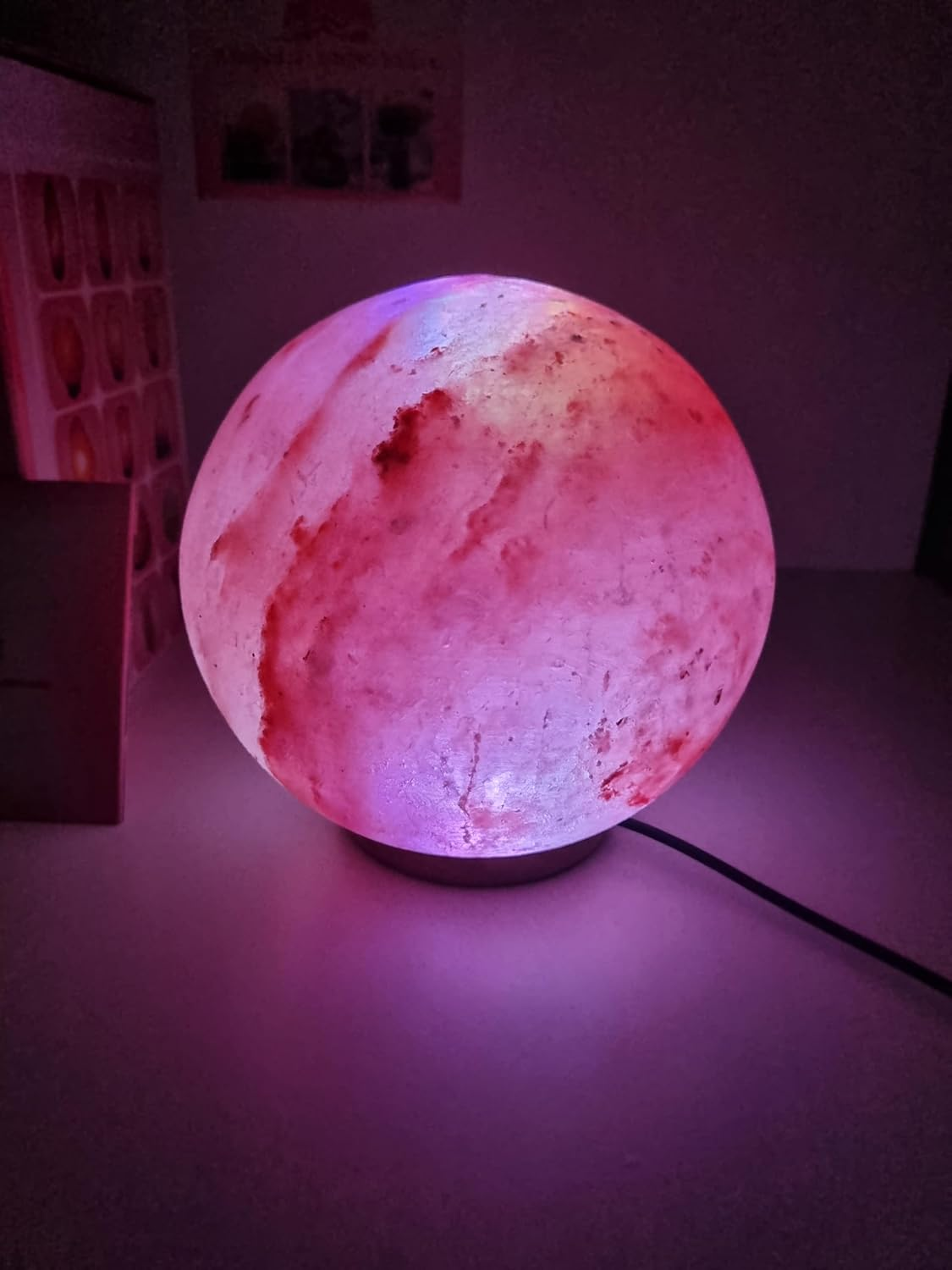 Multi Colour Himalayan Premium round Globe Salt Lamp 100% Authentic, Beautifully Hand Crafted round Globe Comes with Complete Electric Fitting image number 1