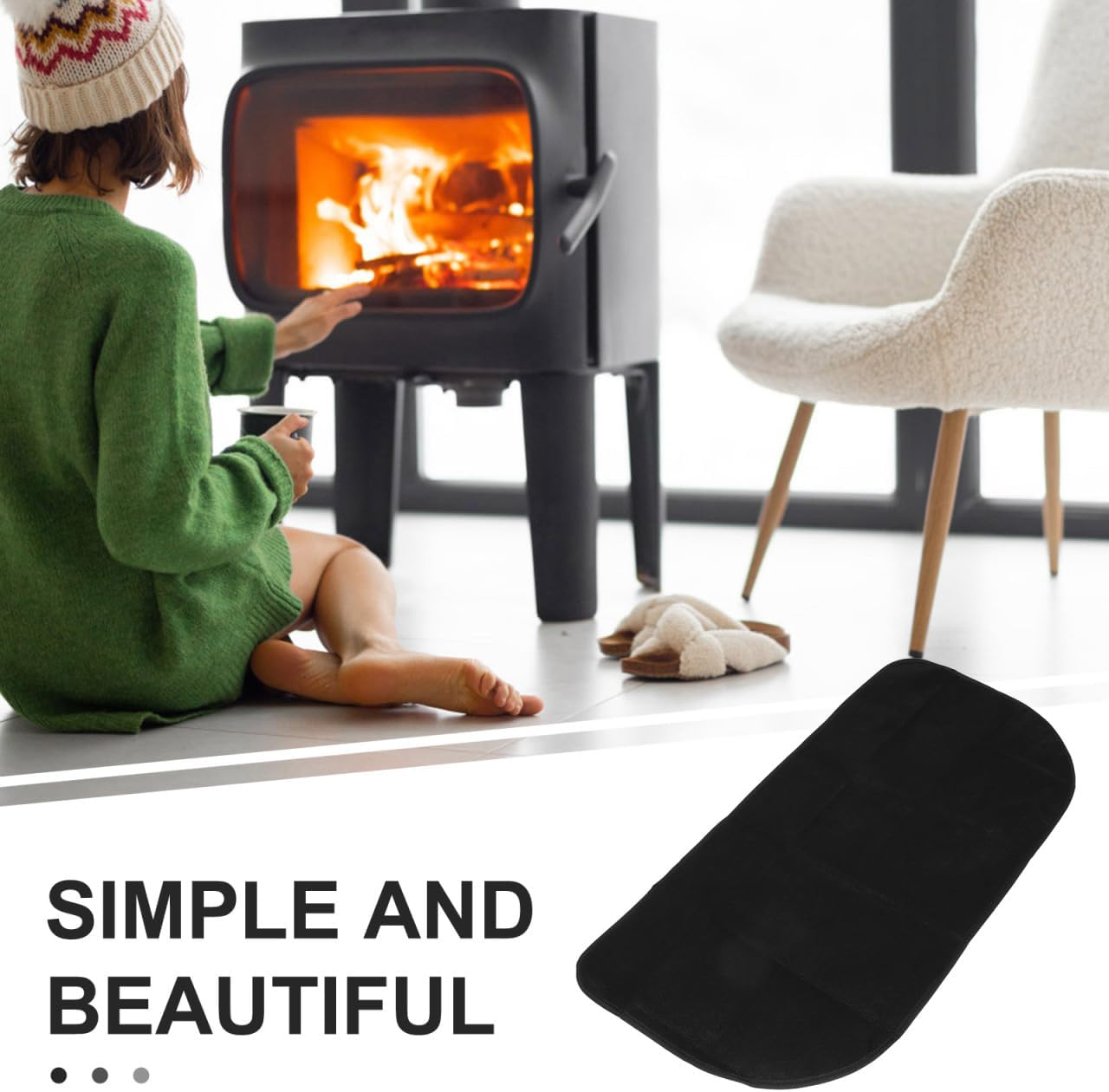 Ciieeo Fireproof Fireplace Mat Half Fire Resistant Floor Pad for Indoor Outdoor Use Flame Retardant Rug for Grilling Camping Hearth Protection image number 5