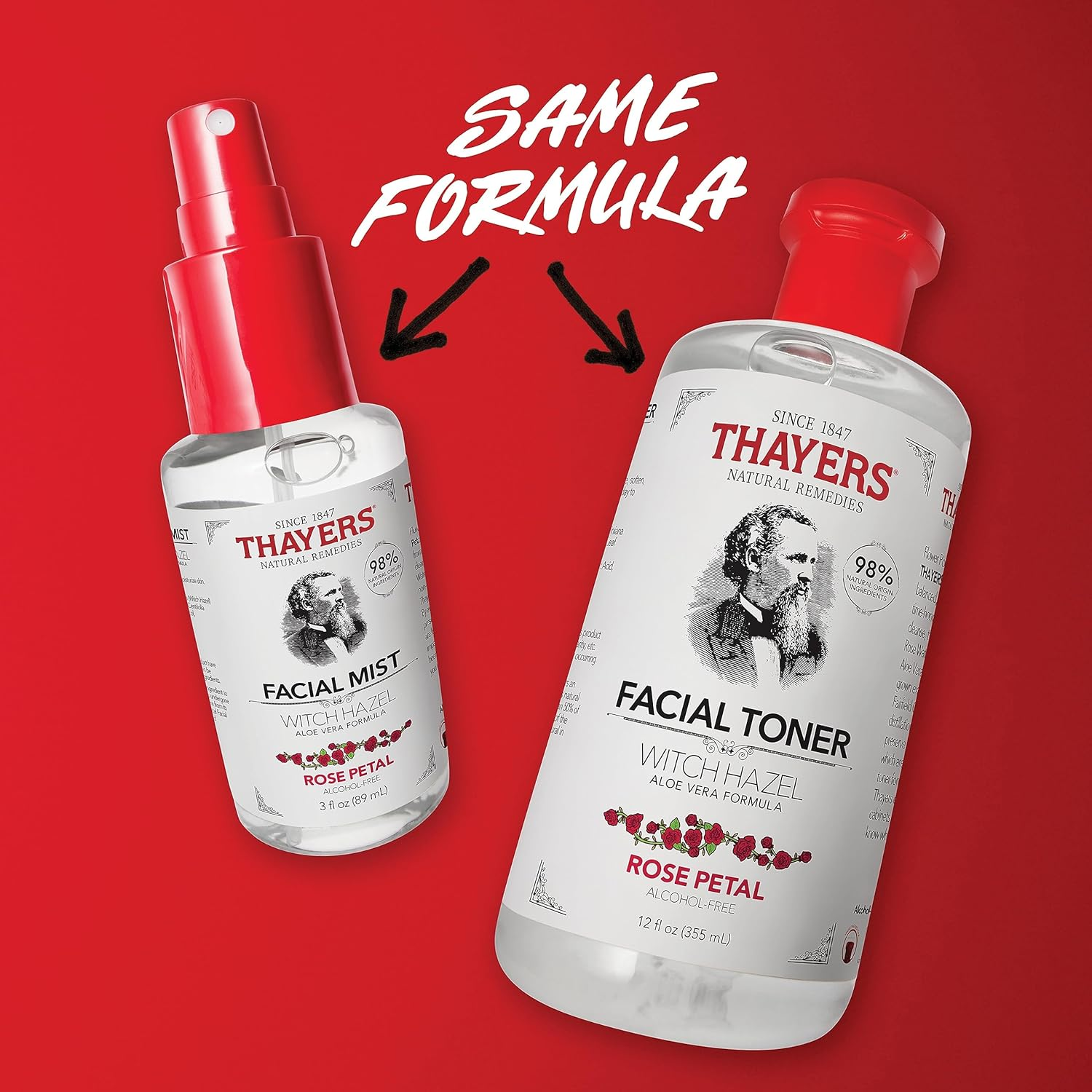 Thayers Alcohol-Free Witch Hazel Facial Mist Toner with Aloe Vera, Rose Petal, Soothing and Hydrating, for All Skin Types, Trial Size, 3 Oz image number 2