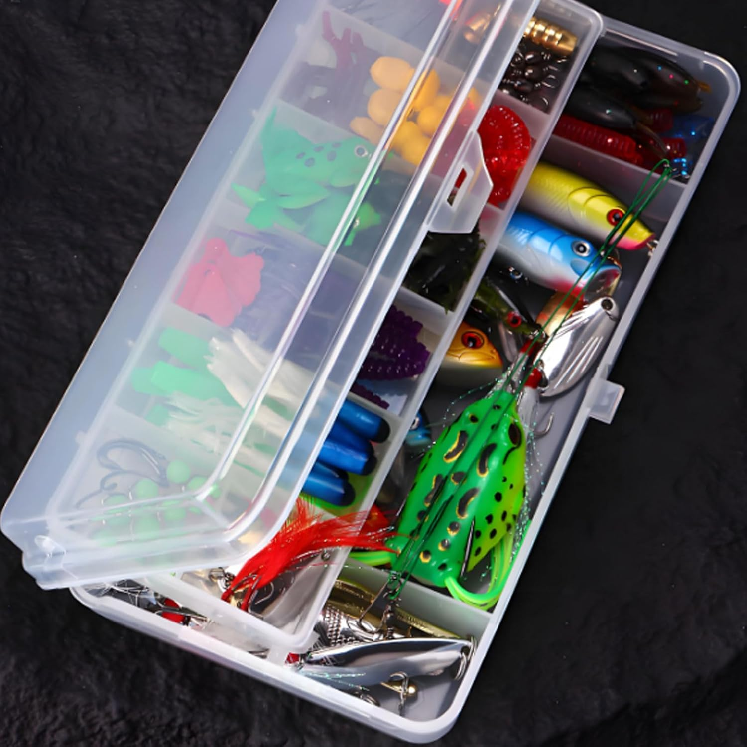 Fishing Lures Kit with Soft Plastic Baits, Swimbait Crankbait Topwater Frog Lure for Bass Trout, Freshwater Saltwater Fishing Gear Set (164-Piece) image number 3