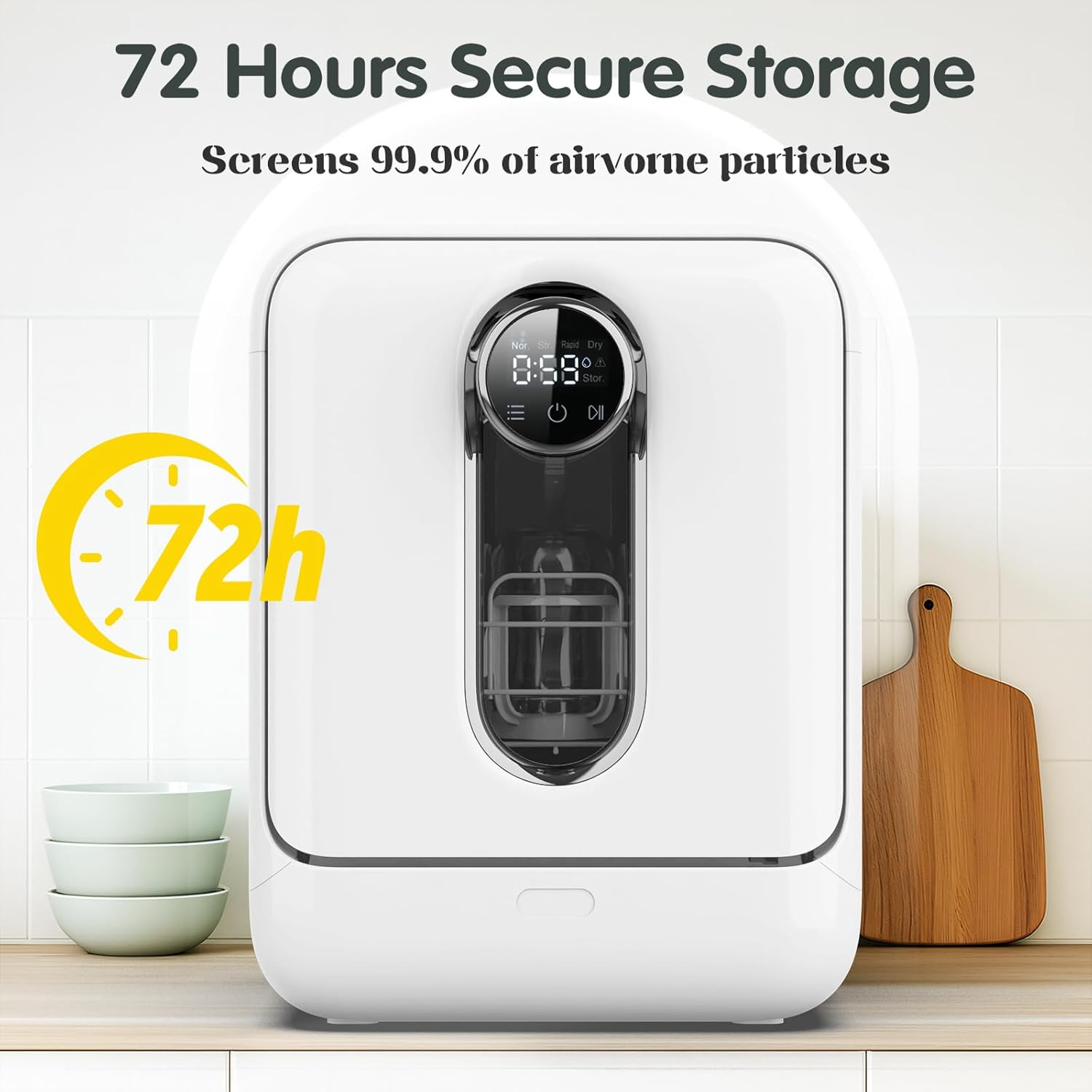 Advwin 3-In-1 Baby Bottle Washer - Sterilizer & Dryer Combo- All in One Bottle Washer Machine for All Bottles, Pump Parts & Baby Item Care - save Time & Effort, for Easy Cleaning, White image number 3