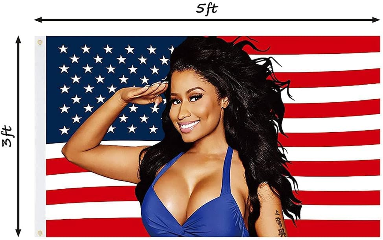 Nicki Minaj Flag Nic-Ki Min-Aj American Flag Vivid Colors Double Stitched and 2 Brass Grommets 3X5 FT Banner image number 1