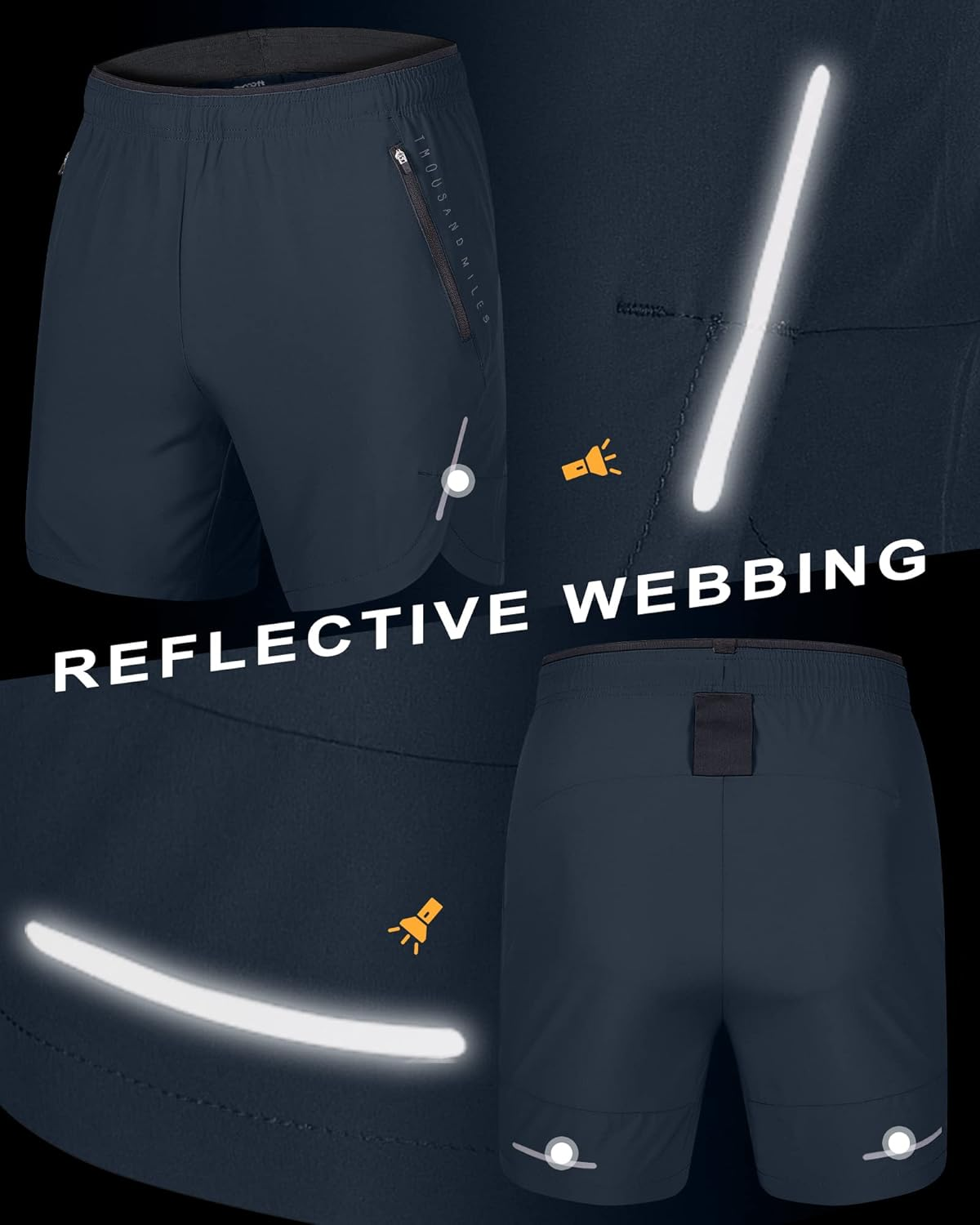 33,000Ft Men'S Blue Athletic Shorts with Pockets, Breathable, Drawstring Closure, Mid Rise, 3 Inch Inseam, Running, Gym, Training image number 6