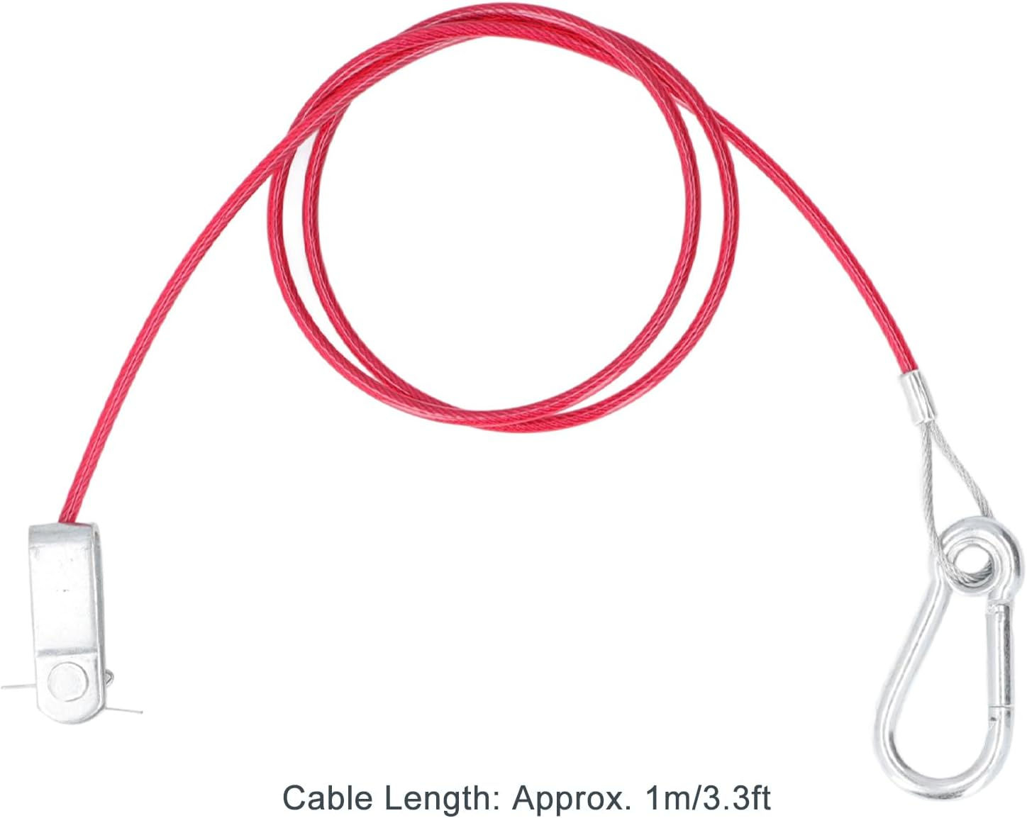 3.3Ft Safety Breakaway Cable anti Drop Stainless Steel Trailer Breakaway Rope with Carabiner and Ring Universal ABS/PVC Coated Emergency Brake Cable for Cars & Trailers (Red, 1M/3.3Ft) image number 4