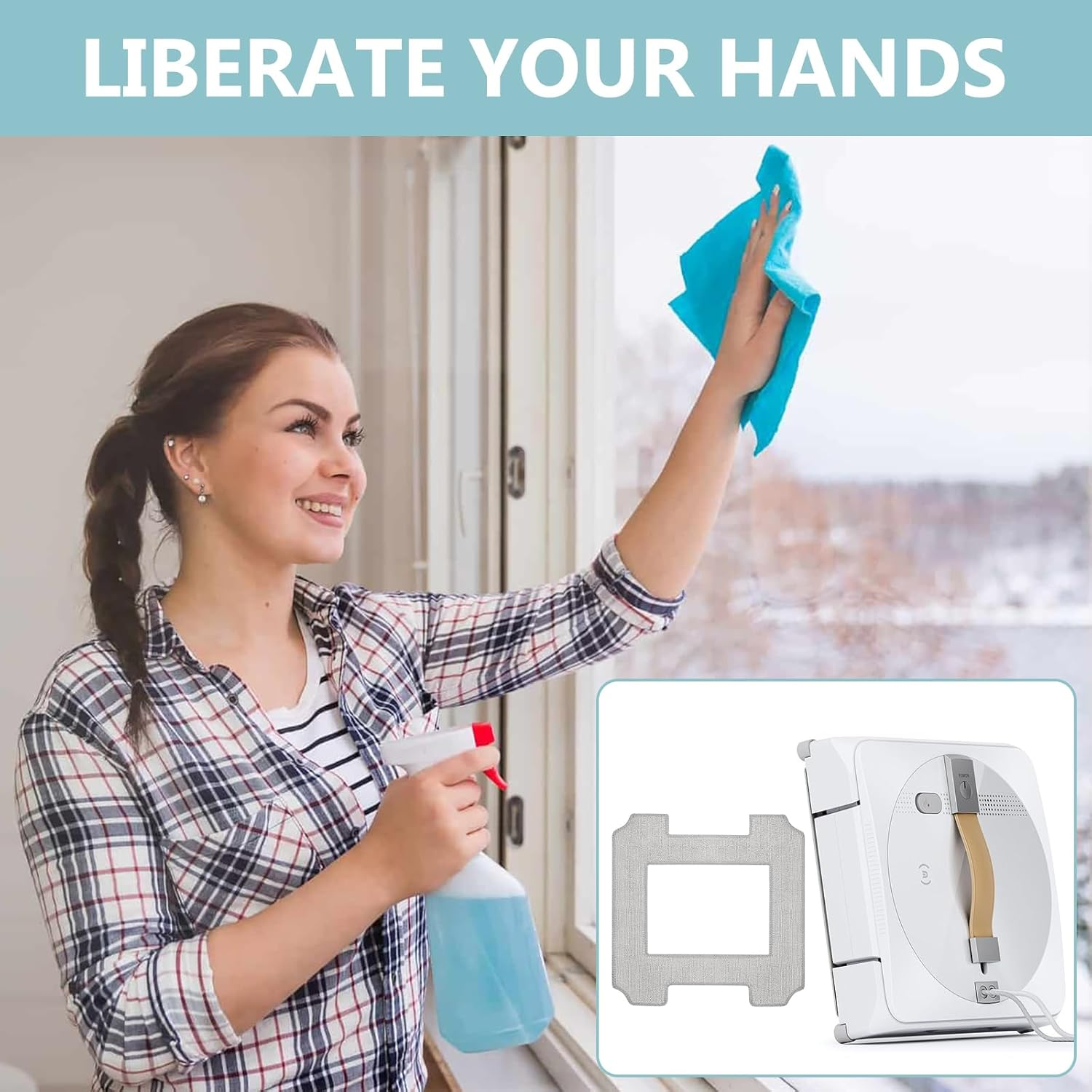 Pack of 8 Cleaning Pads Replacement Parts for E-COVACS Winbot W2 Omni / W2 / W1 Pro / W1 Window Cleaning Robot Wipes Accessories Washable Microfibre Wipes image number 3