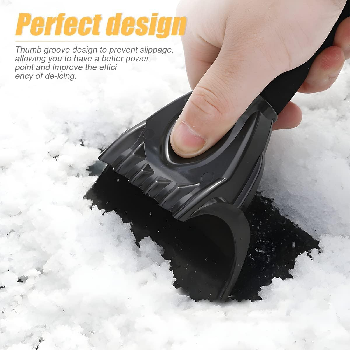 Ice Scraper for Car Windshield, Snow and Frost Removal for Auto Window, No Scratch Winter Cleaning Tool, ABS Body with Foam Handle, Car Exterior Accessories Universal for Car, Truck, SUV (Black) image number 3