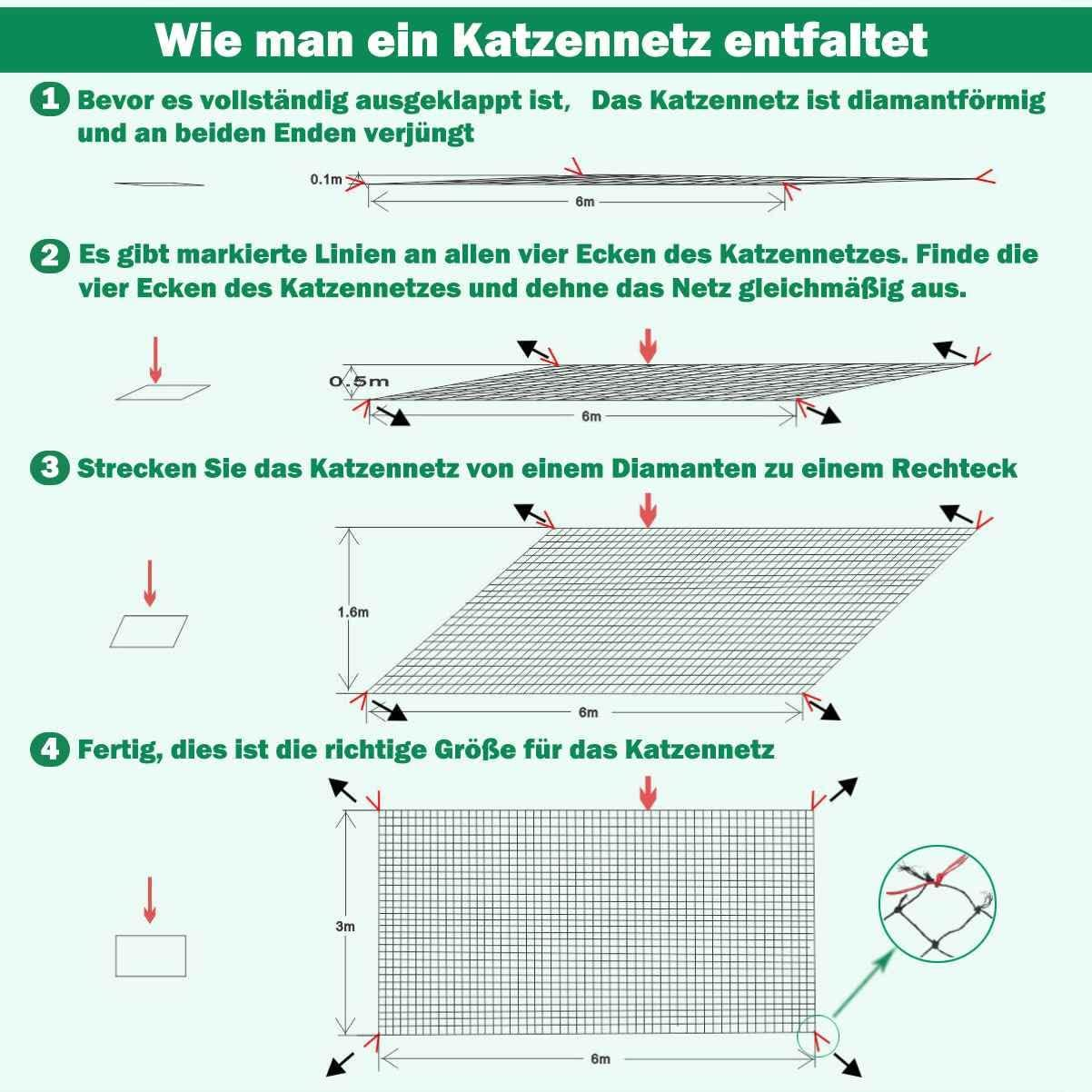 Tatamiyya Cat Net for Balcony, 6 X 3 M Cat Net, Wire-Reinforced, Robust, Uv-Resistant and Weatherproof, Protective Net for Balconies and Windows (Black) image number 1