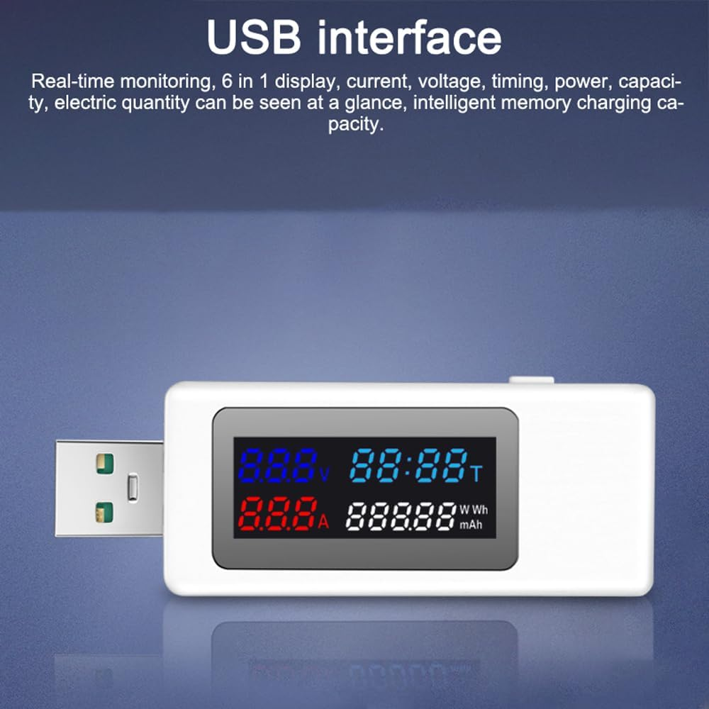 KWS-V30 USB Power Meter Tester 6In1 Current Voltage Timing Power Capacity Electric Quantity Tester with Power-Off Memory Function - White image number 2