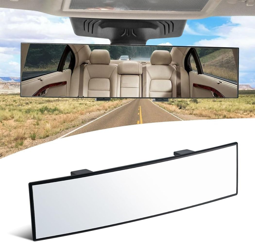 Rear View Mirror, Universal 11.4 Inch Interior Clip on Panoramic Convex Mirrors, HD anti Glare Wide Angle and Reduce Blind Spots, Extended Rear View Mirror for Cars, Suvs, Trucks, Vehicles image number 6
