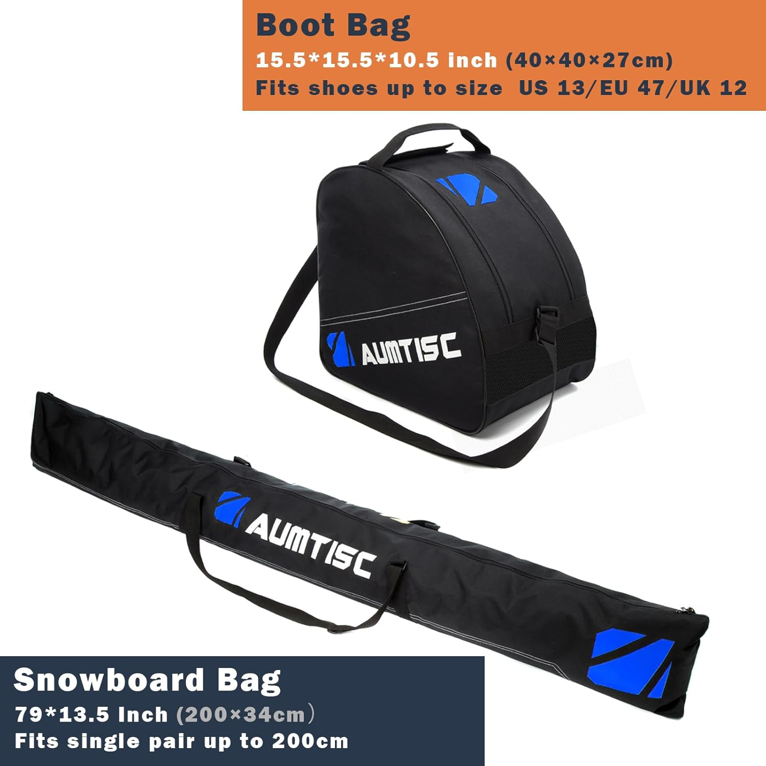 AUMTISC Ski Bag and Boot Bag Combo, Padded Ski Bags for Air Travel Flying, Adjustable Length for Skis up to 200 Cm and Boots up to Size 13 image number 4