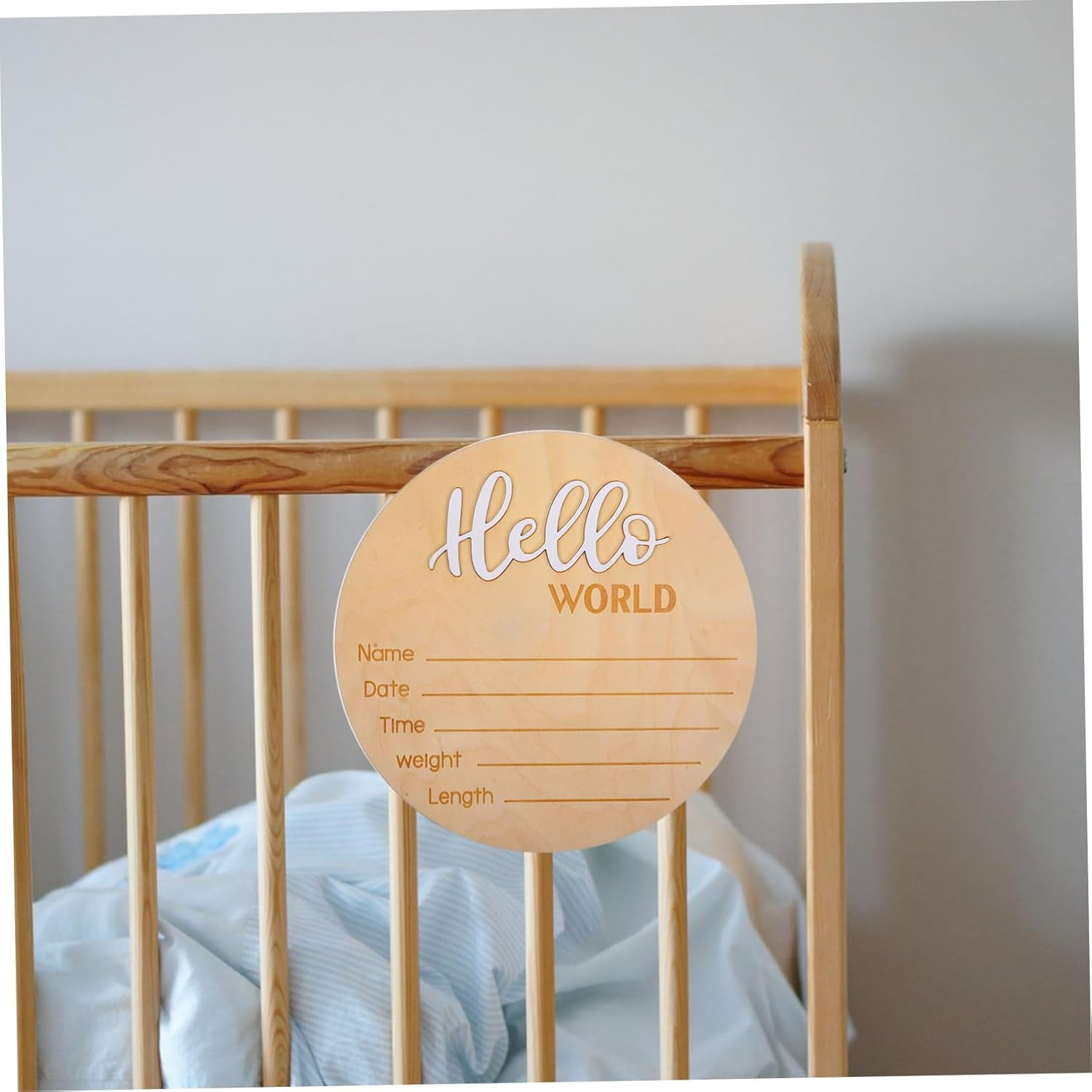 Minkissy Wooden Newborn Name Sign Birth Announcement Sign for Hospital for Boy Girl