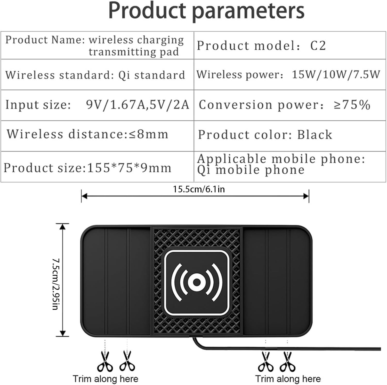Wireless Charger Pad for Car,Vehicle Mobile Phone Charger - Fast Charging Device Vehicle Accessories for Phones Tablets Earphones Sedans Suvs Trucks Rvs Drivers - Usb Port image number 7
