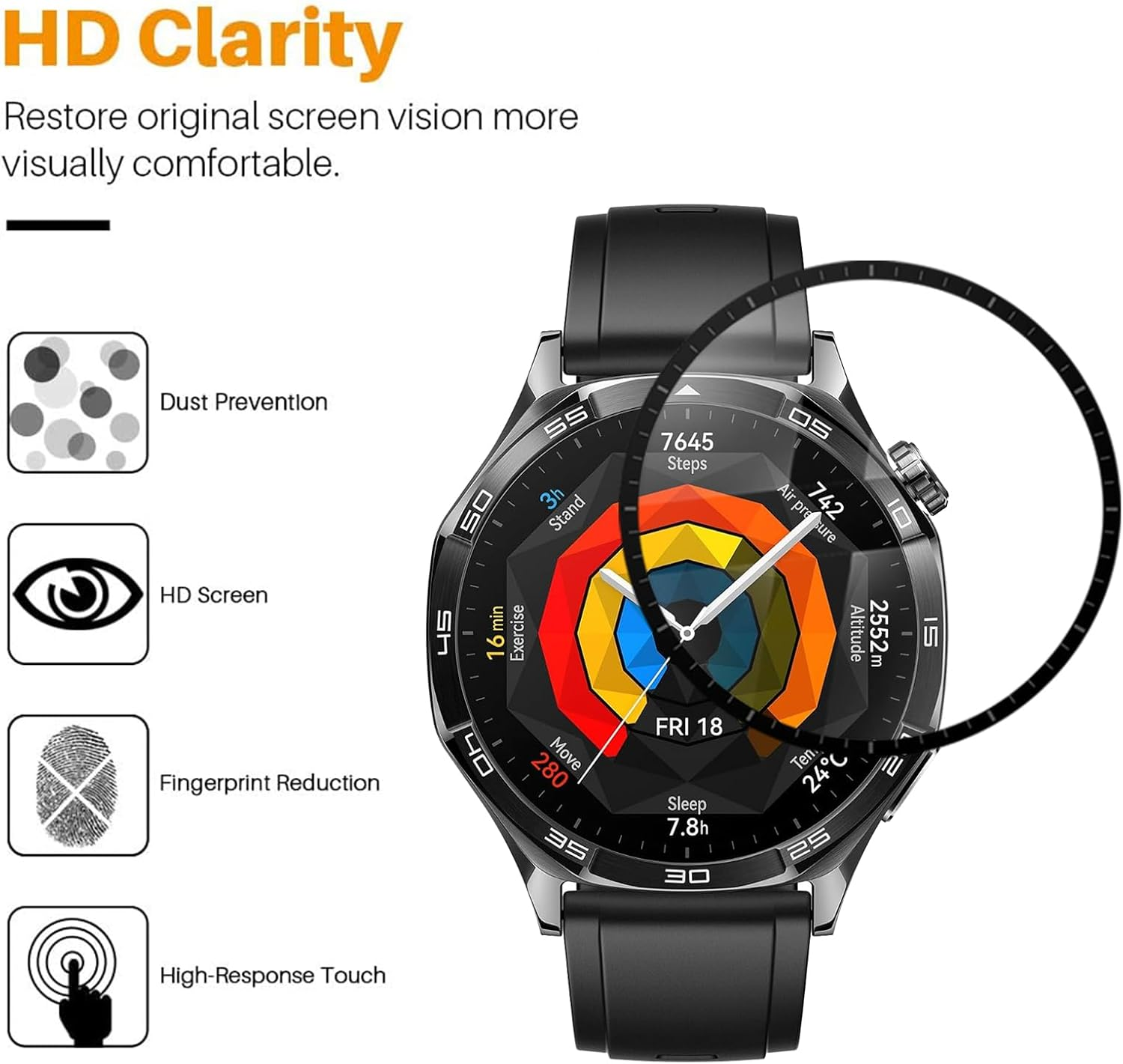 [3 Pack] Screen Protector for Huawei Watch GT 5 46Mm/Watch GT 5 Pro 46Mm, Electro-Weideworld 3D Curved Soft TPU Anti-Scratch High Definition Screen Protector for Huawei Watch GT 5 46Mm/Watch GT 5 Pro 46Mm image number 3