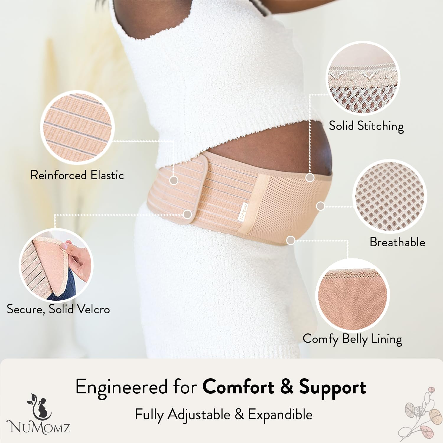 Maternity Belly Band for Pregnant Women - Adjustable Maternity Belt for Sizes XS up to XXL. Pregnancy Belly Support Band for Hip, Back, & Pelvic Pain Relief (Black) image number 2