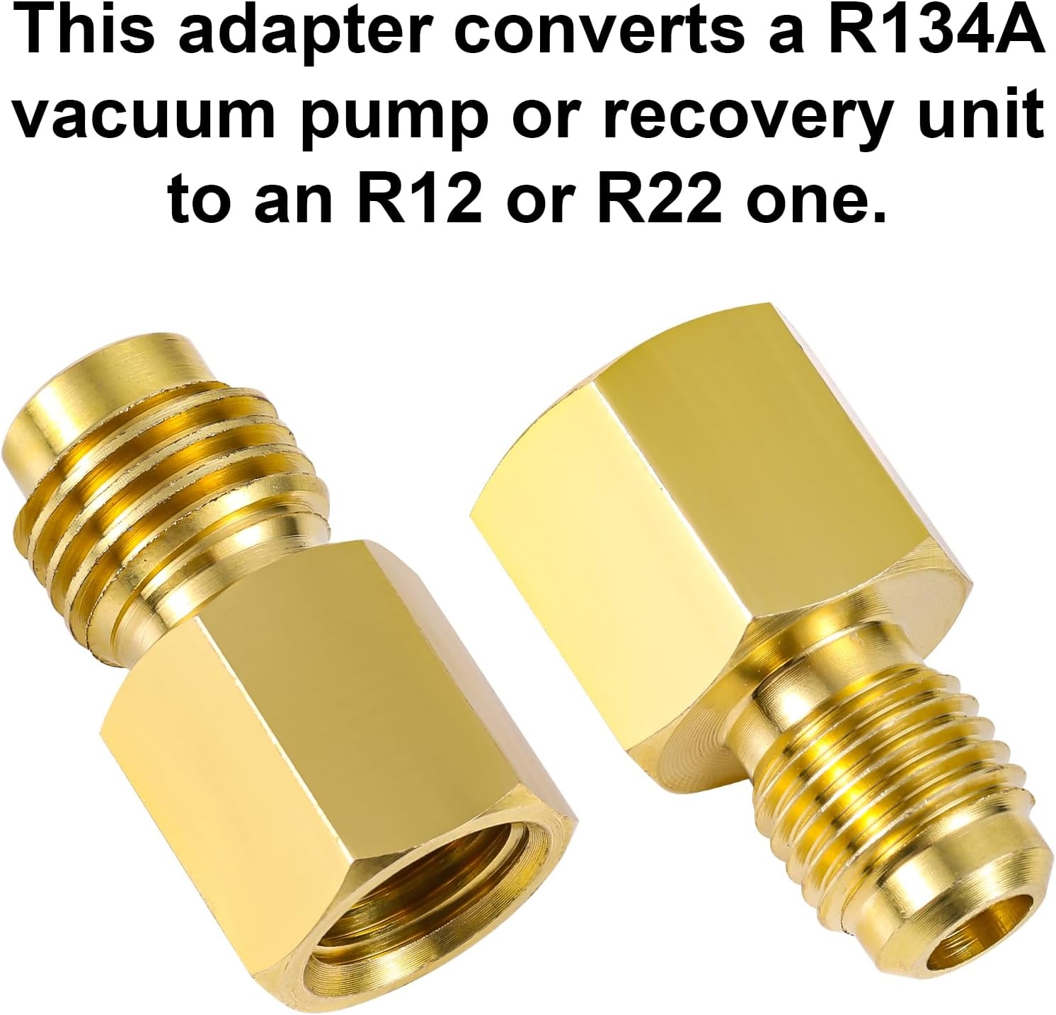 4Pcs Brass Refrigerant Tank Adapter, R134A to R12 Adapter Fittings 1/4 SAE Male to 1/2 Acme Female Flare Adaptor 1/2 Acme Male to 1/4 SAE Female Automotive Fittings for AC Refrigerant System image number 3