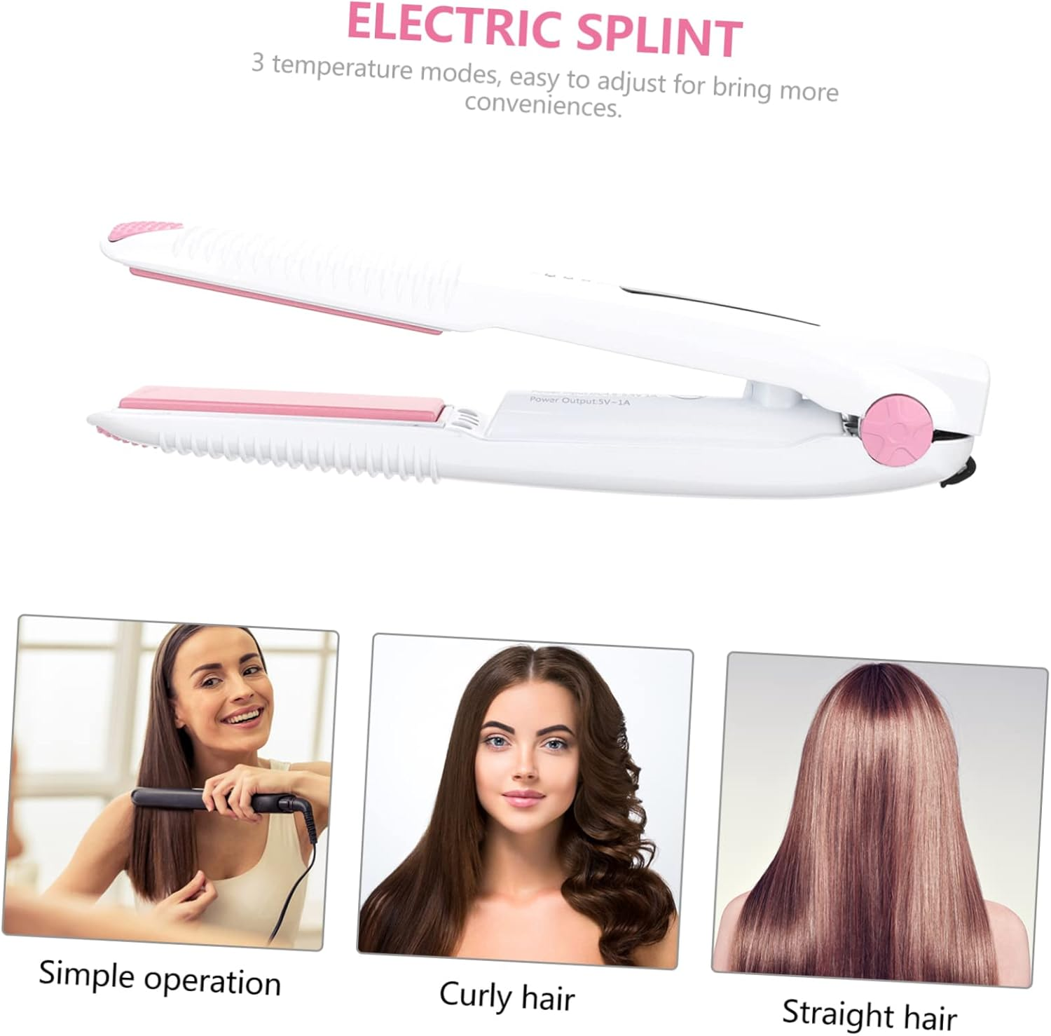 DINHEAROM Cordless Mini Hair Straightener and Curler 2-In-1 Usb Rechargeable Travel Size Fast Heating Suitable for Hair Types Pearl White image number 6