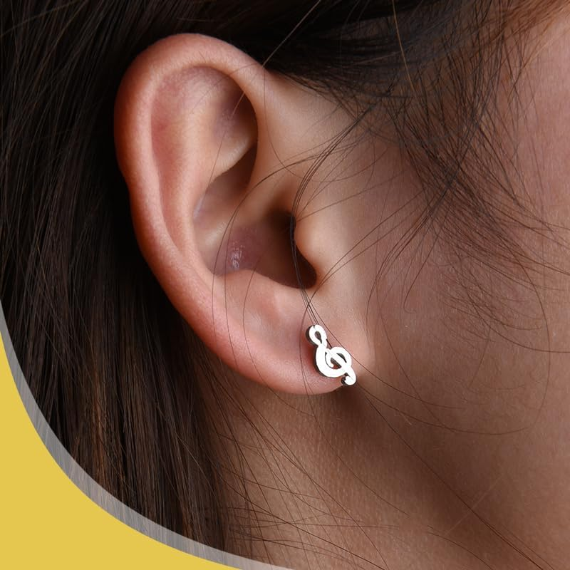 Music Note Necklace Earrings for Women Musical Treble Clef Necklace and Earring Set for Musical Lover Gifts Music Graduation Appreciation Gifts for Musician Theme Gift image number 4