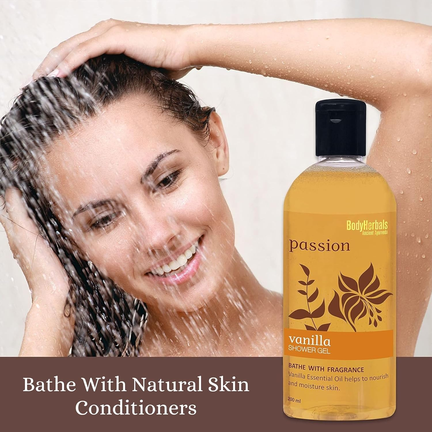 Bodyherbals Passion, Vanilla Shower Gel with Skin Conditioners (200Ml) Beauty, Bath & Shower, Soaps & Body Washes, Body Wash Gels image number 3