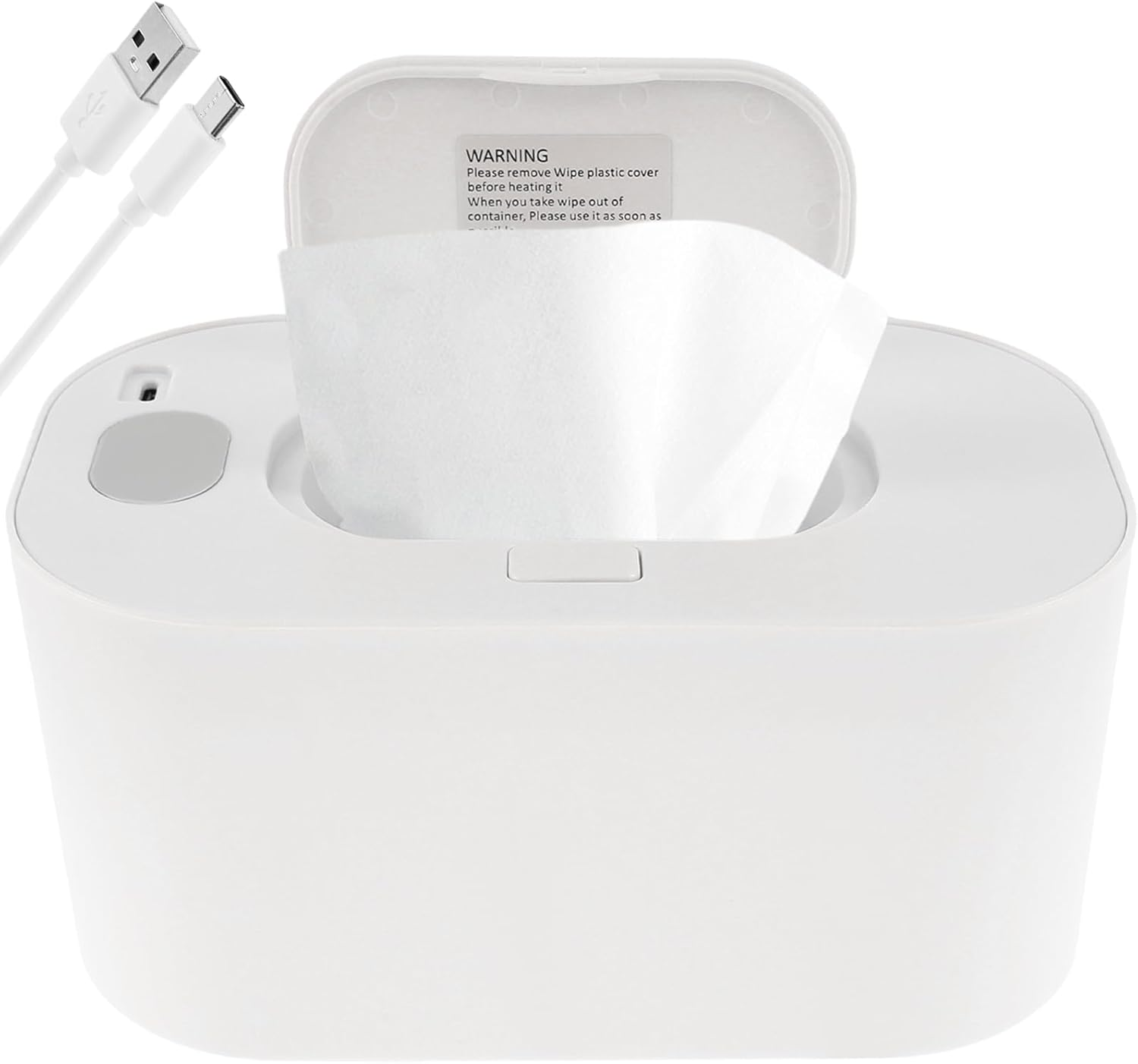 Baby Wipe Warmer Wet Wipes Heater Thermostat Baby Wipe Heater Even Heating Wet Wipes Warmer Portable Baby Wipes Dispenser Warmer Prevent Dry USB Baby Wipe Warmer Reusable for Car Home Baby Nursery 20&times;12&times;10Cm (White) image number 3
