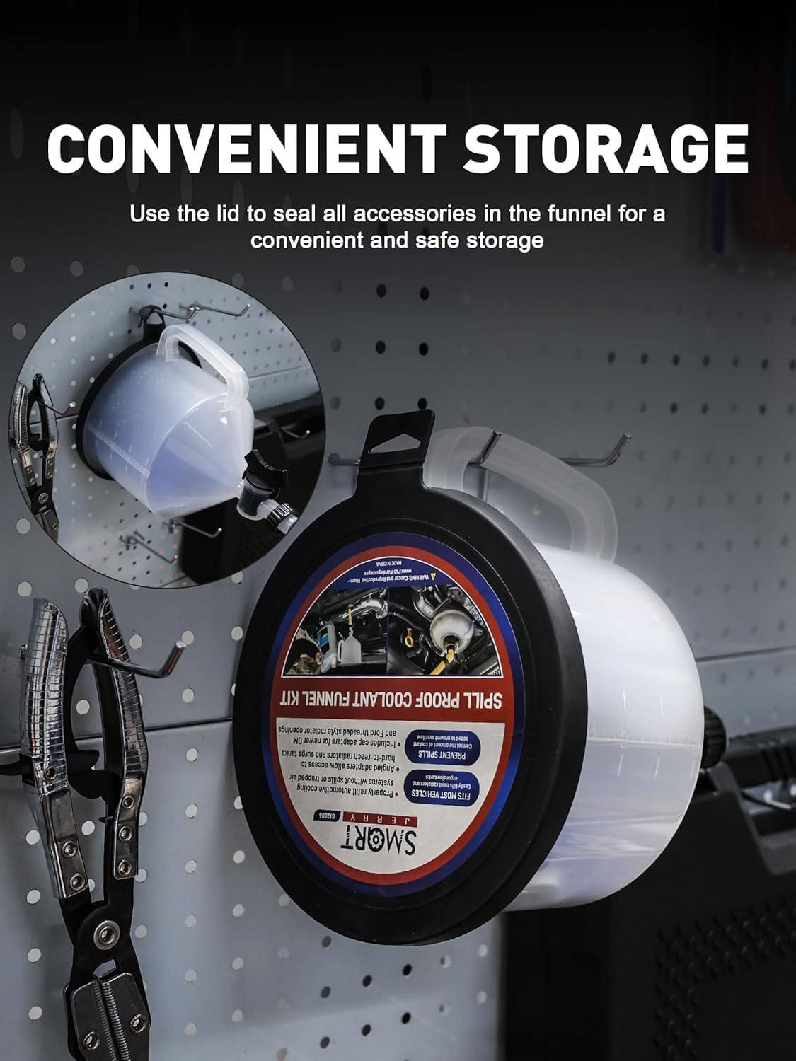 No-Spill Coolant Funnel Kit, Spill Proof Funnel Bleeder with Adapters Valve Switch and Handle, Car Coolant Refill Tool, Universal Fitment Applicable to Any Vehicle image number 4