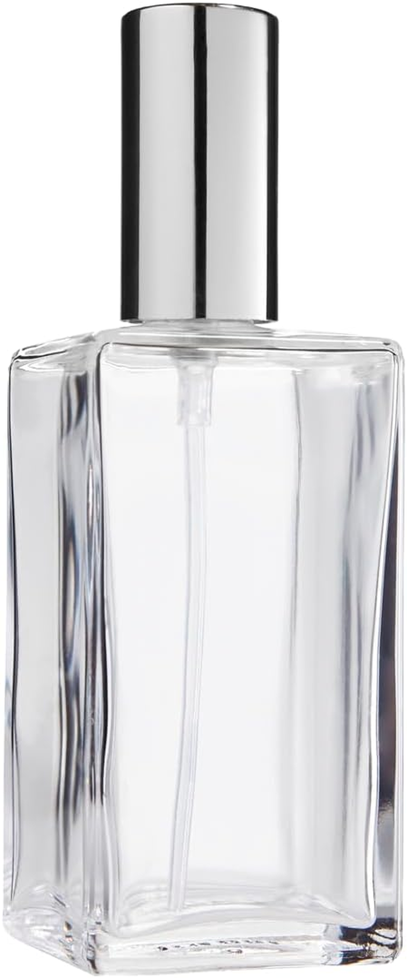 Fantasia Perfume Bottle Empty 100 Ml with Atomiser Pump, Square Clear Glass Bottle to Fill Yourself, with Perfume Atomiser and Cap in Silver, Refillable for 100 Ml image number 2