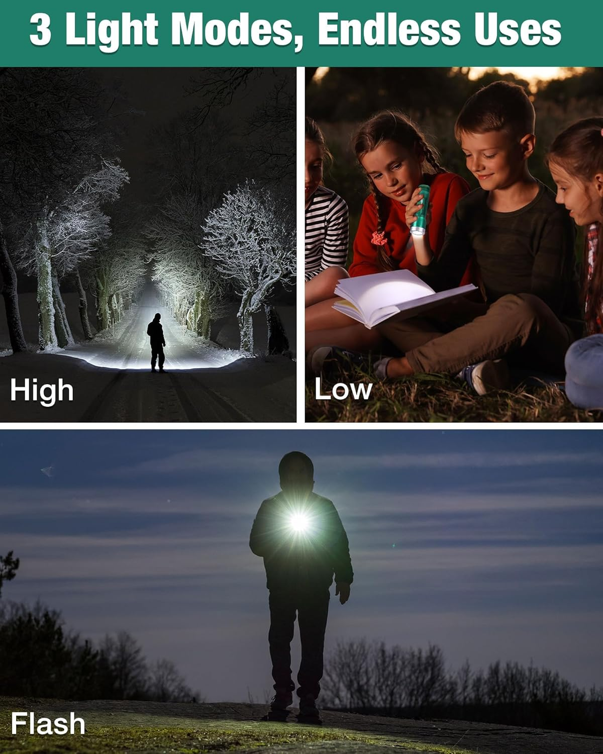 Everbrite Mini Flashlight, LED Flash Light with 3 Modes, 3 AAA Batteries Included, Water-Resistant Small Flashlight for Emergencies and Camping, Green, 1 Pack - Blue image number 7