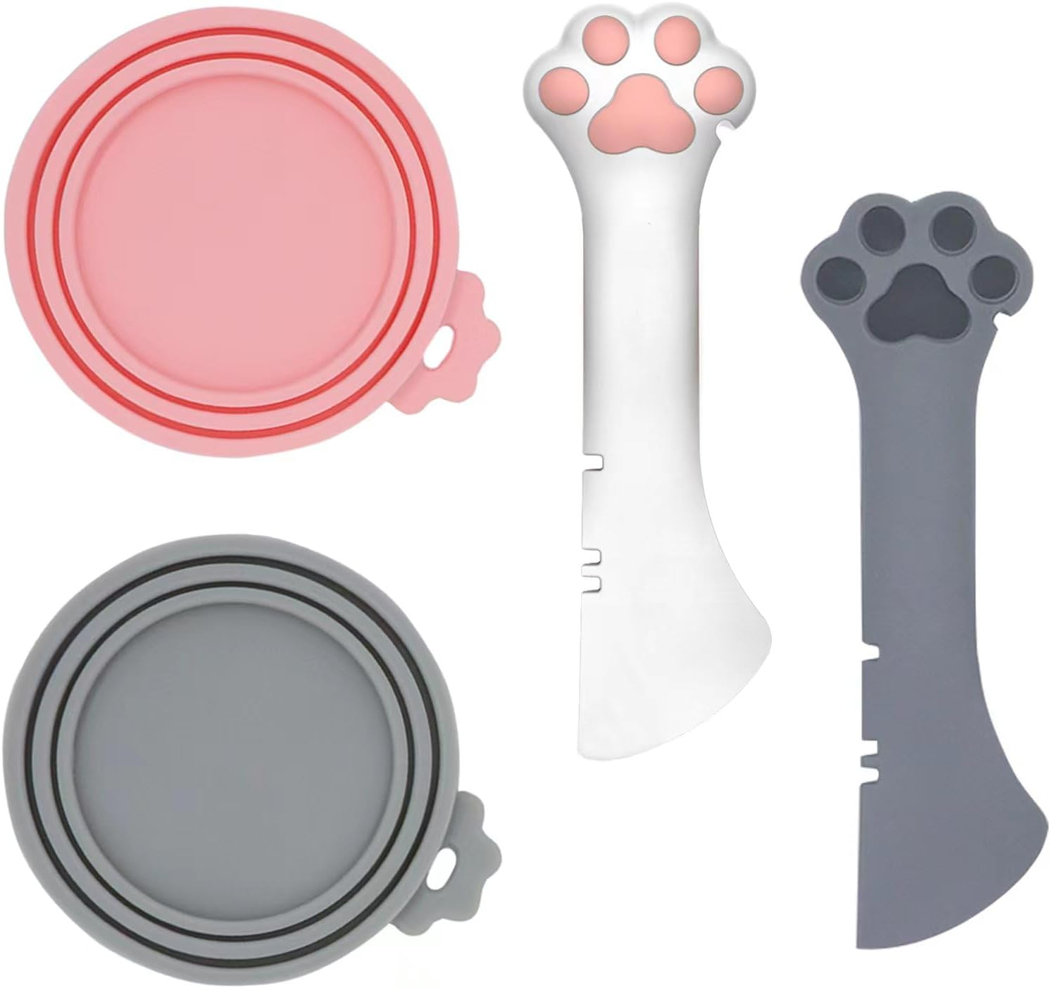 SJANE Cat Food Can Spoons & Can Lids | 4 Pcs | Colorful Multi-Function Cute Paw Shape Can Opener | Universal Silicone Pet Food Can Covers | Wet Food Spatula for Kittens and Dogs(Pink+Blue) image number 6